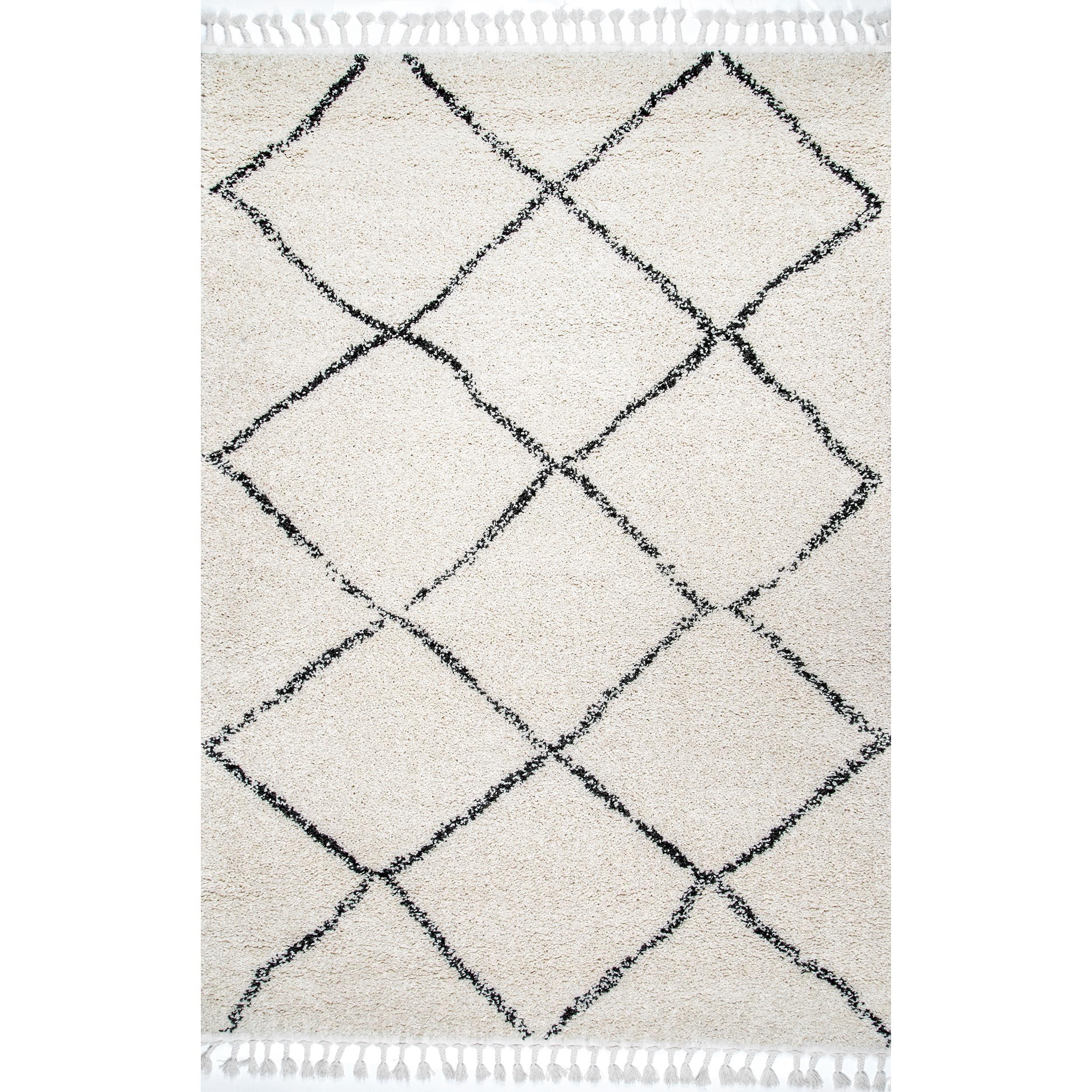Nuloom Jessie Trellis Oval 7x9 Indoor Area Rug for Living Room Bedroom Dining Room, Off White/Charcoal
