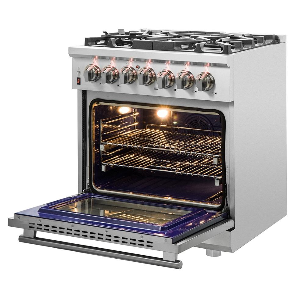 Massimo 30-inch Dual Fuel Range, 5 Burners, 4.32 cu.ft. True Convection Oven, Air Fryer & Griddle