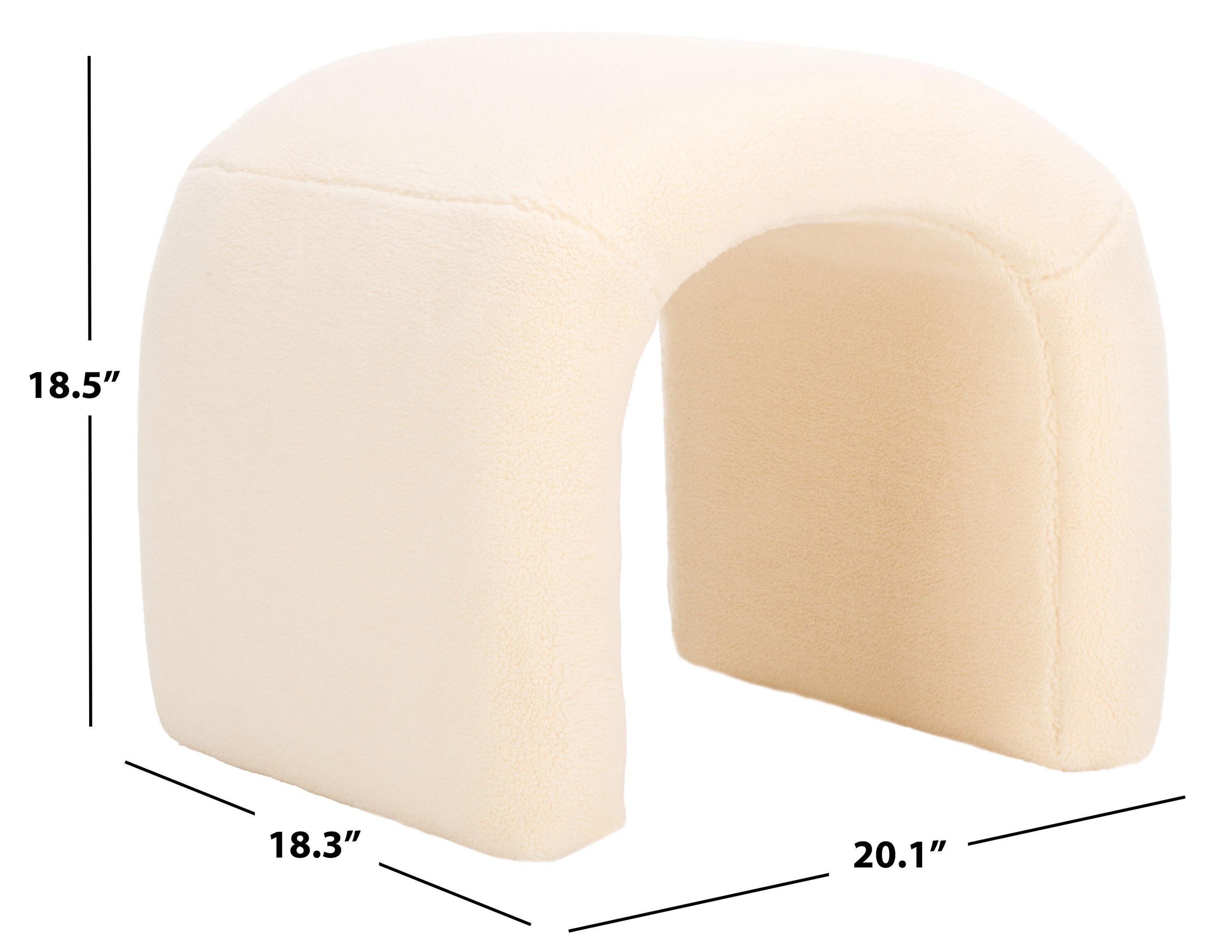 SAFAVIEH Kibo Modern Faux Shearling Ottoman, Cream