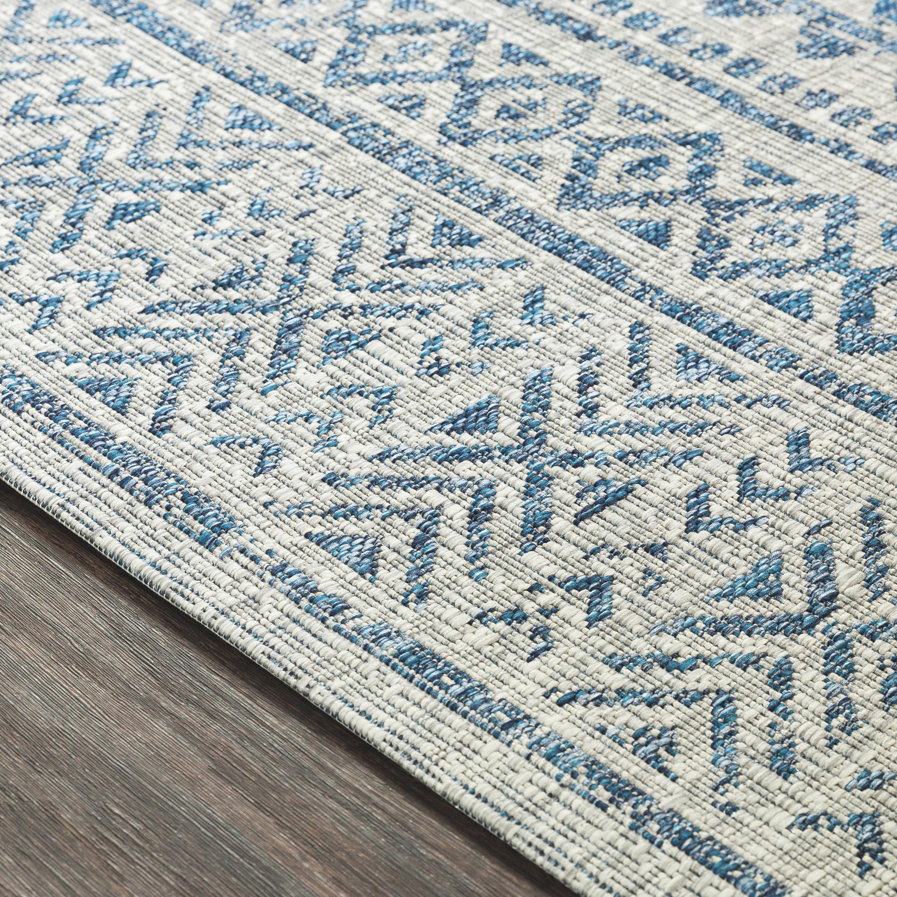 Livabliss Eagean 3 x 10 (ft) Polypropylene Aqua Rectangular Indoor/Outdoor Tribal Global Runner rug