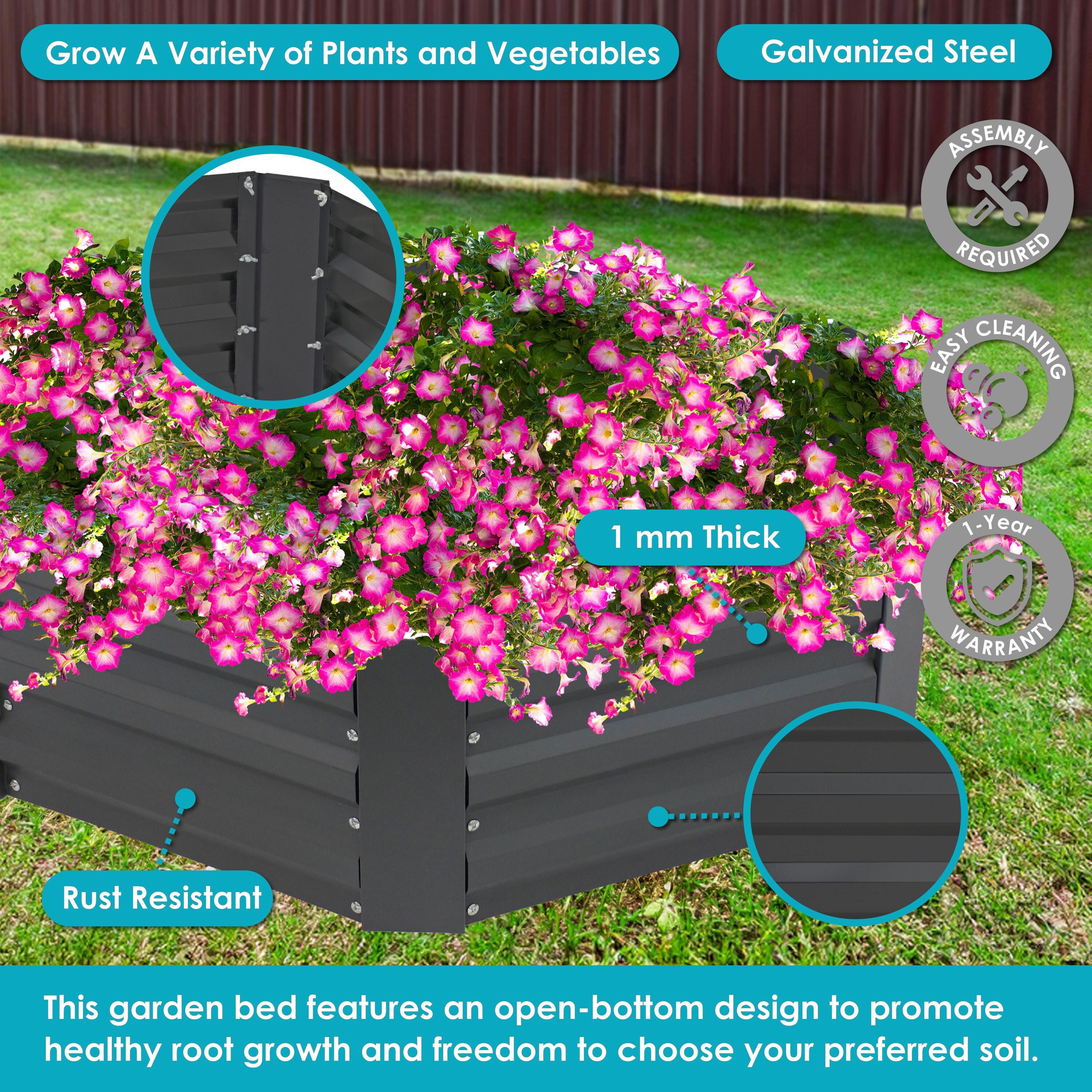 Sunnydaze Galvanized Steel Hexagon-Shaped Raised Garden Bed - Gray