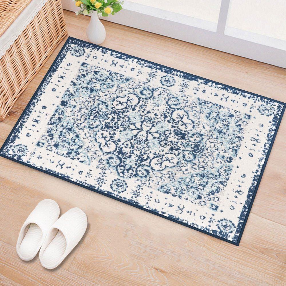 World Rug Gallery Vintage Oriental Distressed Medallion Blue 2' x 3' Area Rug