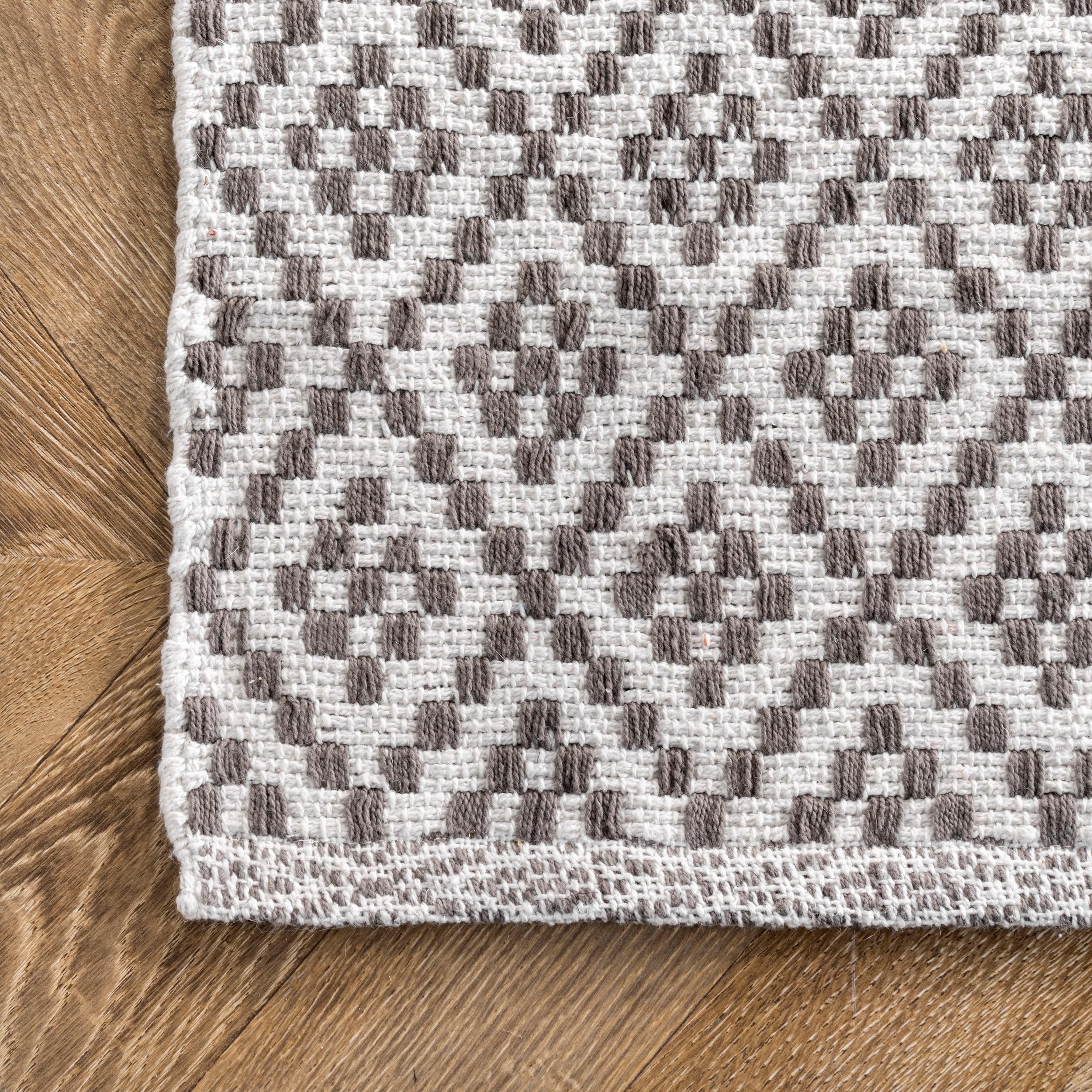 nuLOOM 5'x8' Cotton Hand Loomed Diamonds Cotton Trellis Area Rug Gray: Modern Low Pile Handmade Rectangle Rug