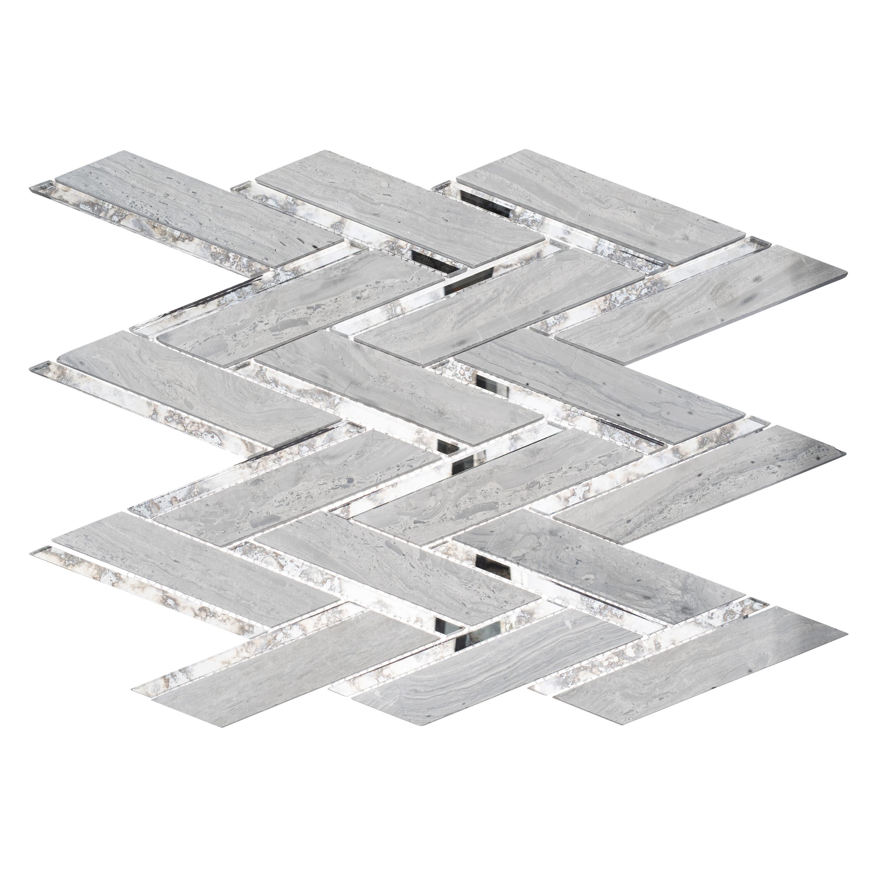 Skylar Stone and Mirror Glass Mosaic Shower Walls, Kitchen Backsplash, Wall and Floor Tile