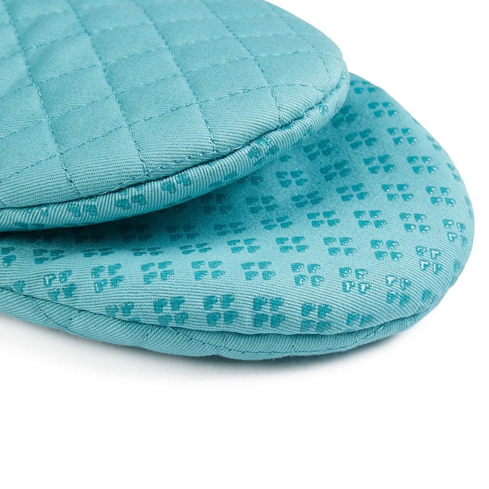 KitchenAid 2pk Cotton Asteroid Mini Oven Mitts, Light Teal: Hot Pads & Kitchen Textiles, Machine Washable, 8"x5.5"