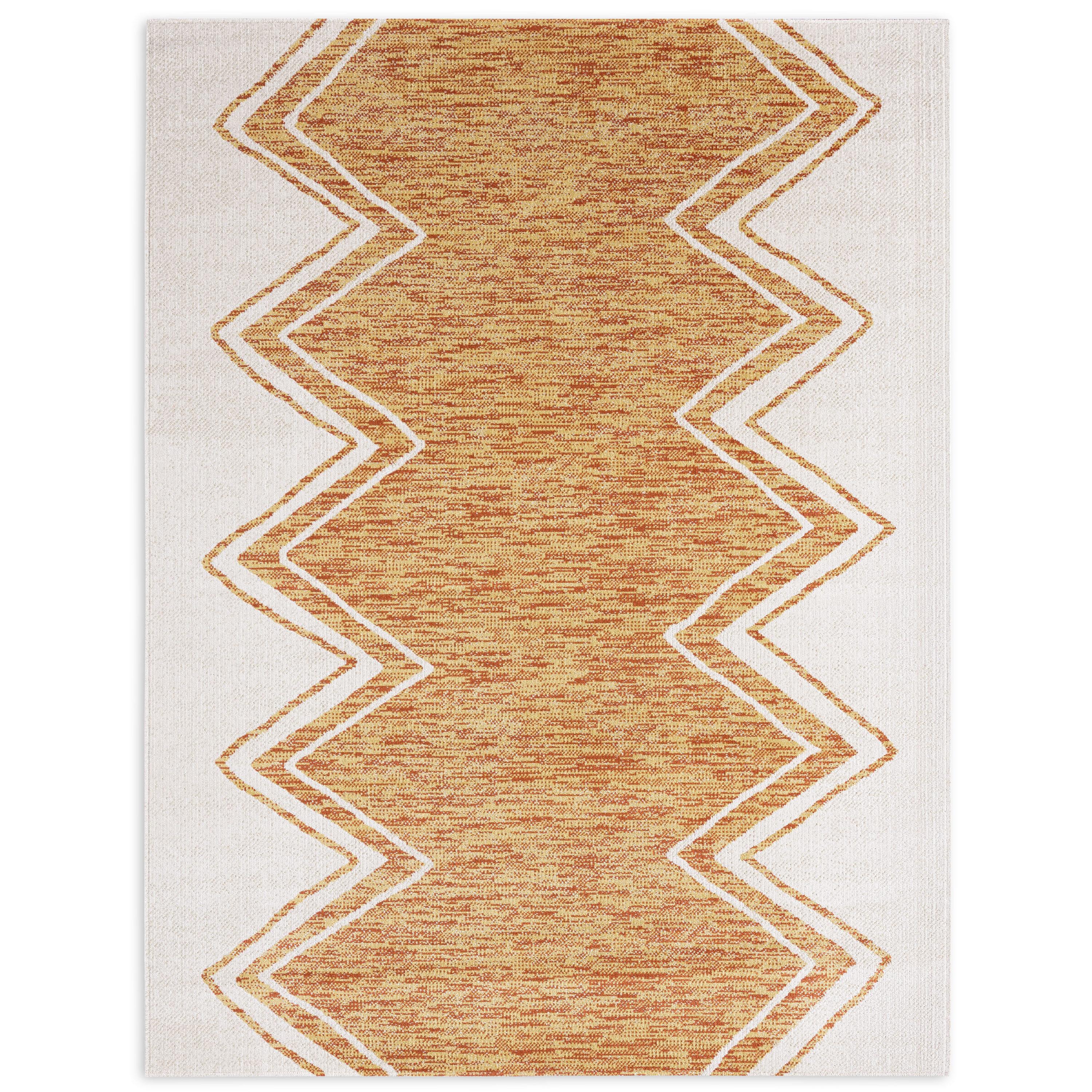 Nicole Miller New York Patio Sofia Indoor/Outdoor Area Rug, Ivory/Mustard