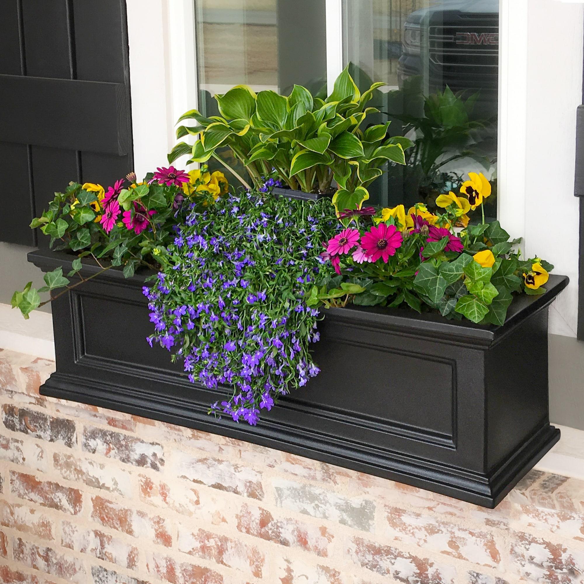 The Anastasiya Resin Window Box Planter with Water Reservoir