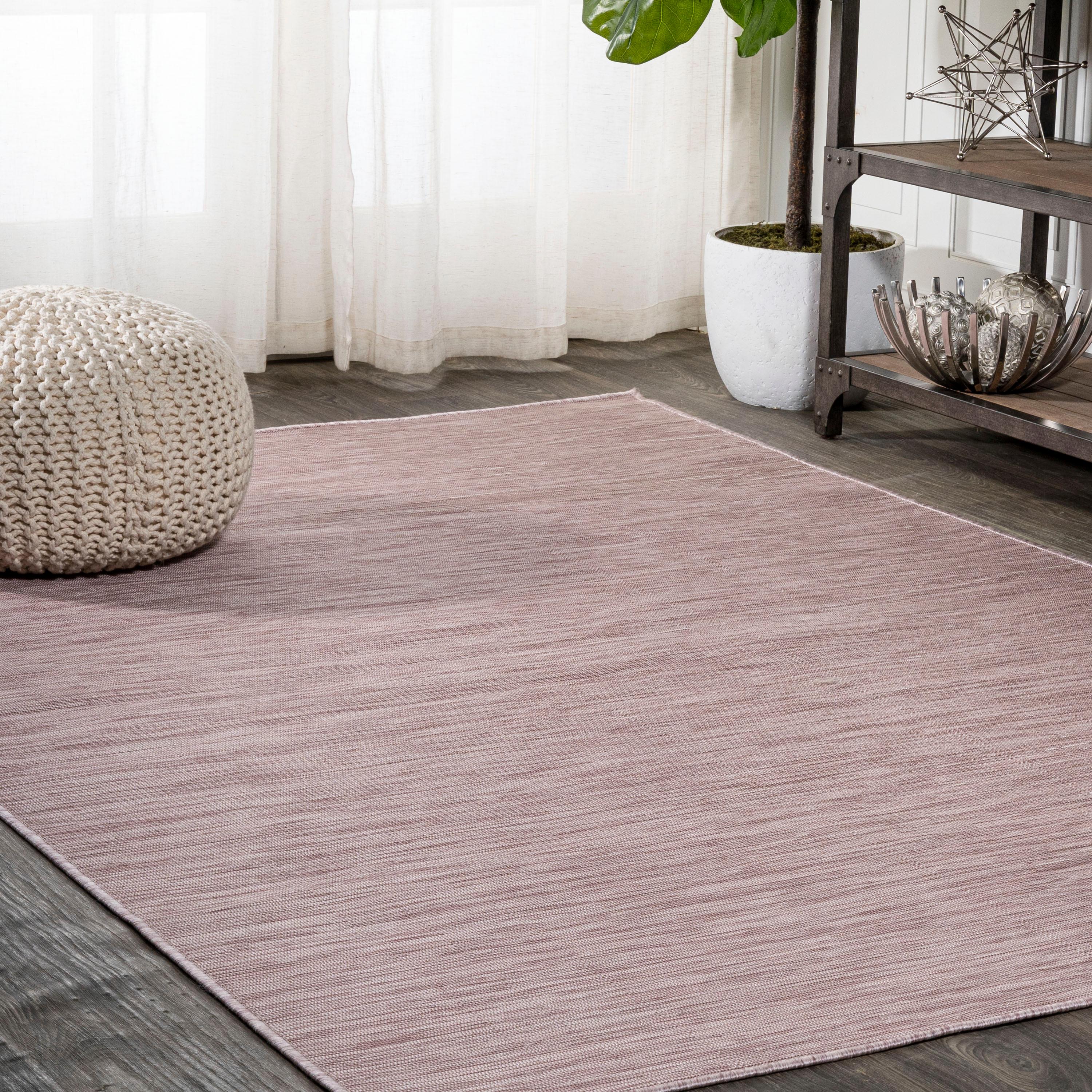 3'x5' Ethan Modern Flatweave Solid  Area Rug, Pink - JONATHAN Y