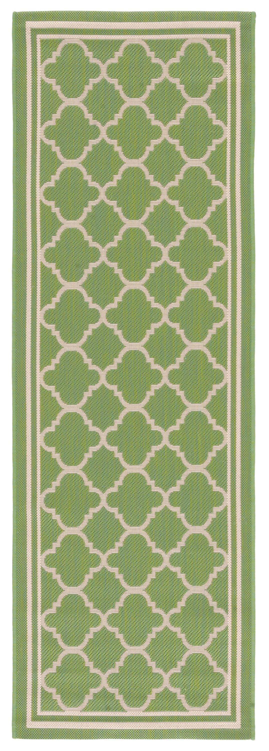 Courtyard CY6918 Power Loomed Indoor/Outdoor Runner Rug - Green/Beige - 2'3"x16' - Safavieh.