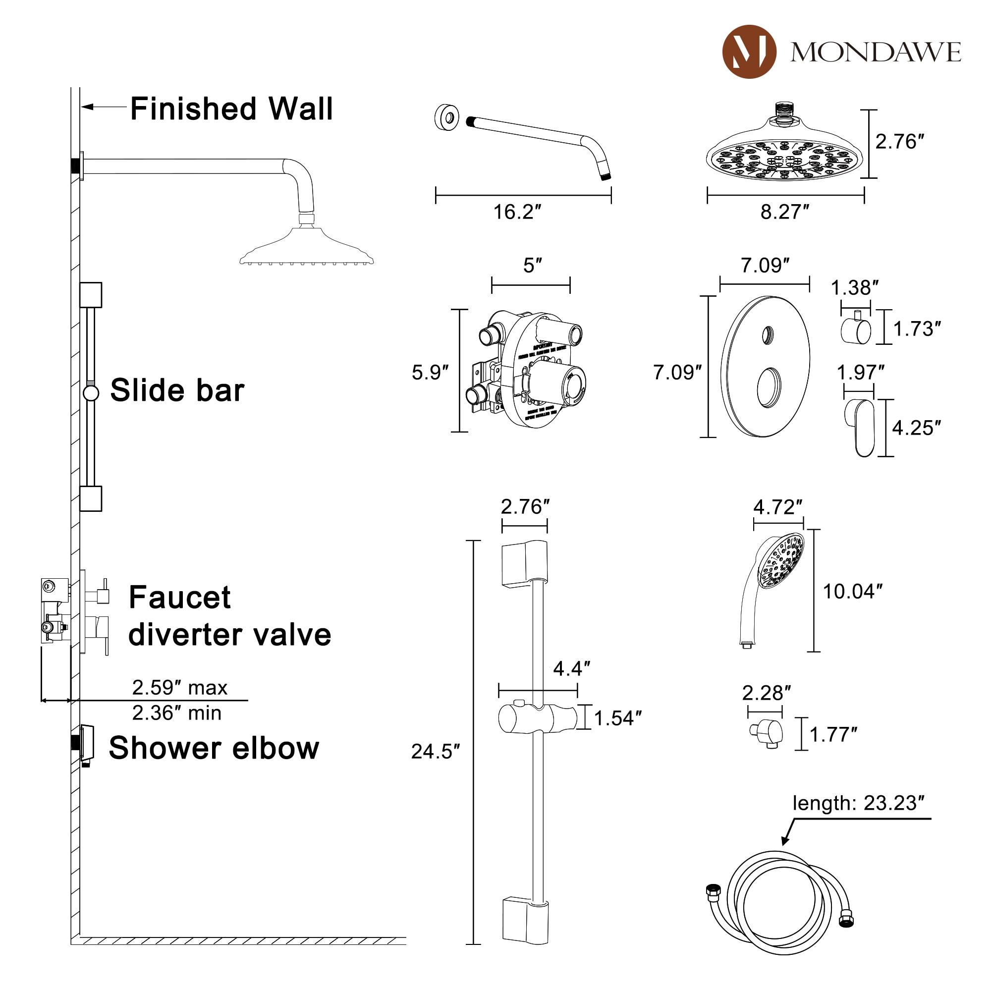 Calliope Wall Mounted 2-Function Retro Pressure-Balanced Shower System with 3 Setting Handheld