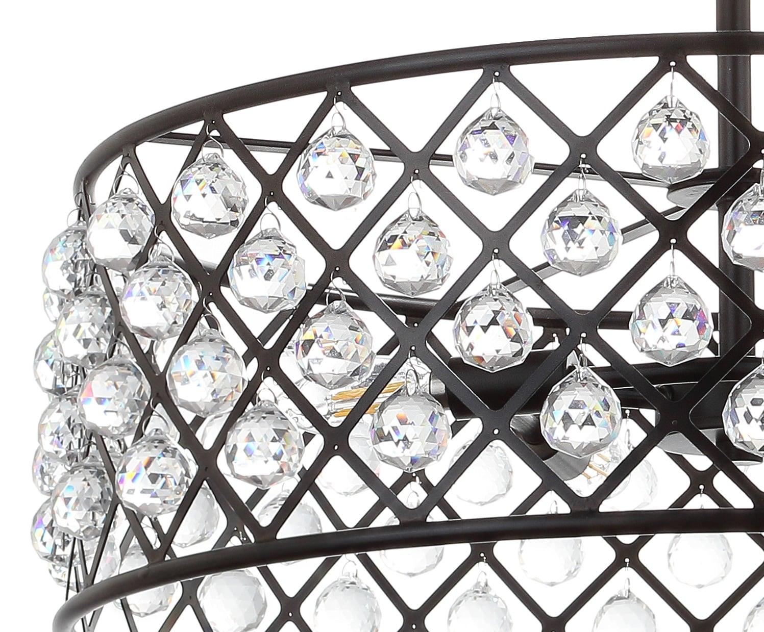 Gabrielle 23" Crystal/Metal LED Pendant, Oil-Rubbed Bronze