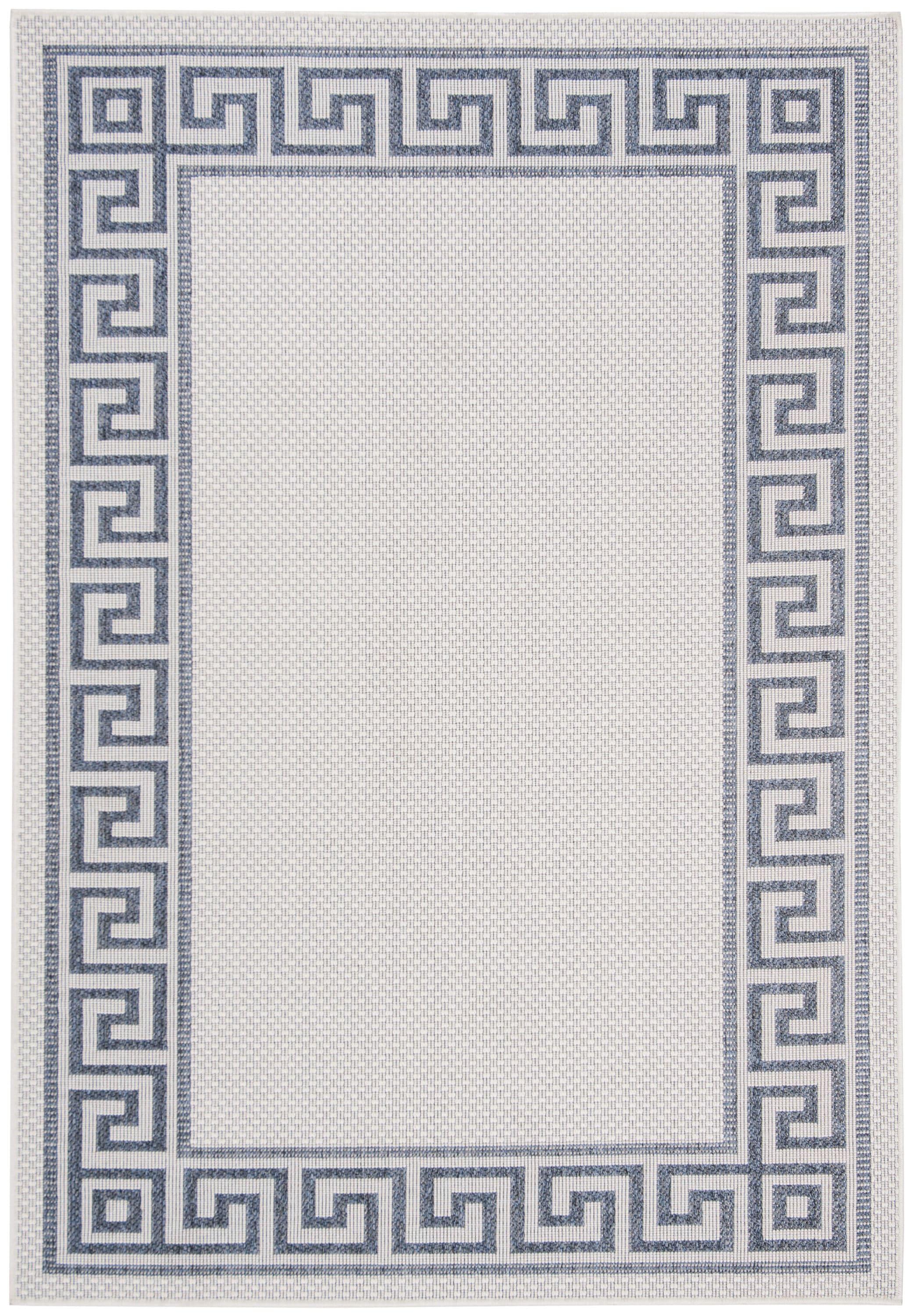 Bermuda BMU820 Power Loomed Indoor/Outdoor Area Rug - Ivory/Blue - 6'7"x9'2" - Safavieh.