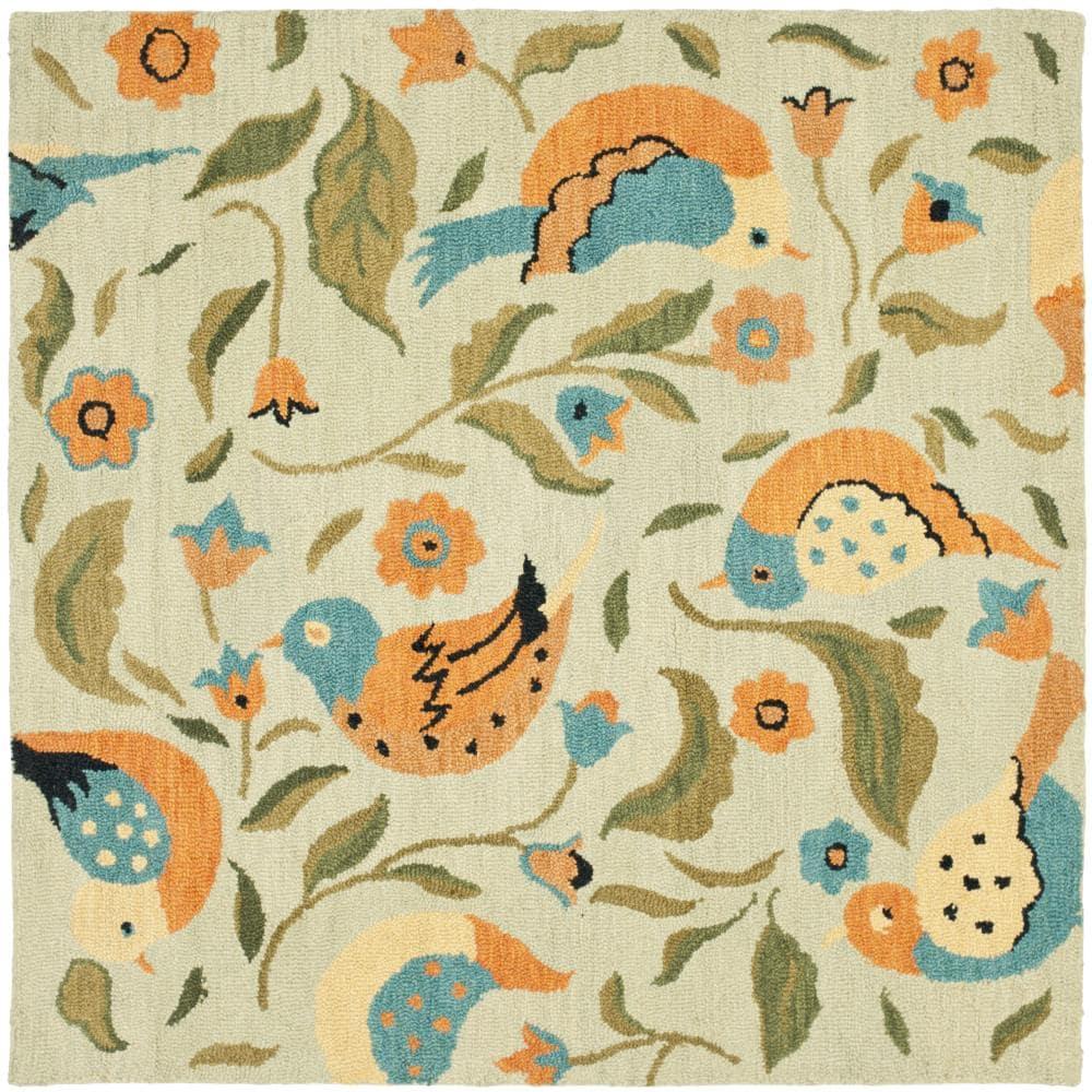 Blossom BLM676 Hand Hooked Area Rug - Sage/Multi - 6'x6' - Safavieh.