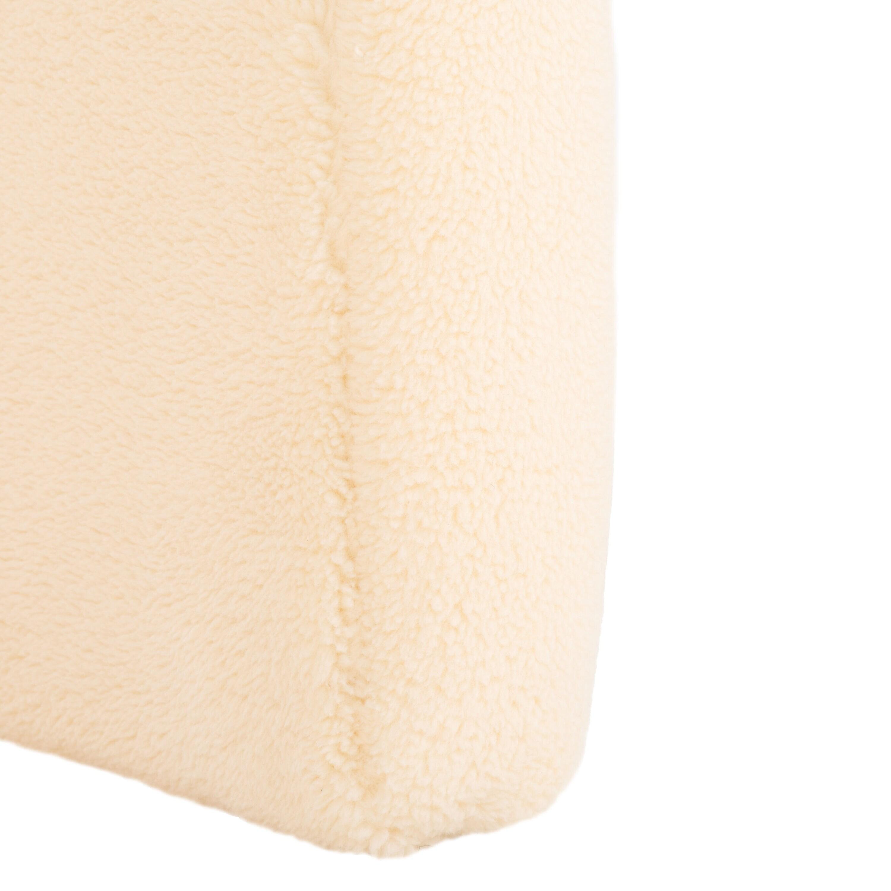 SAFAVIEH Kibo Modern Faux Shearling Ottoman, Cream