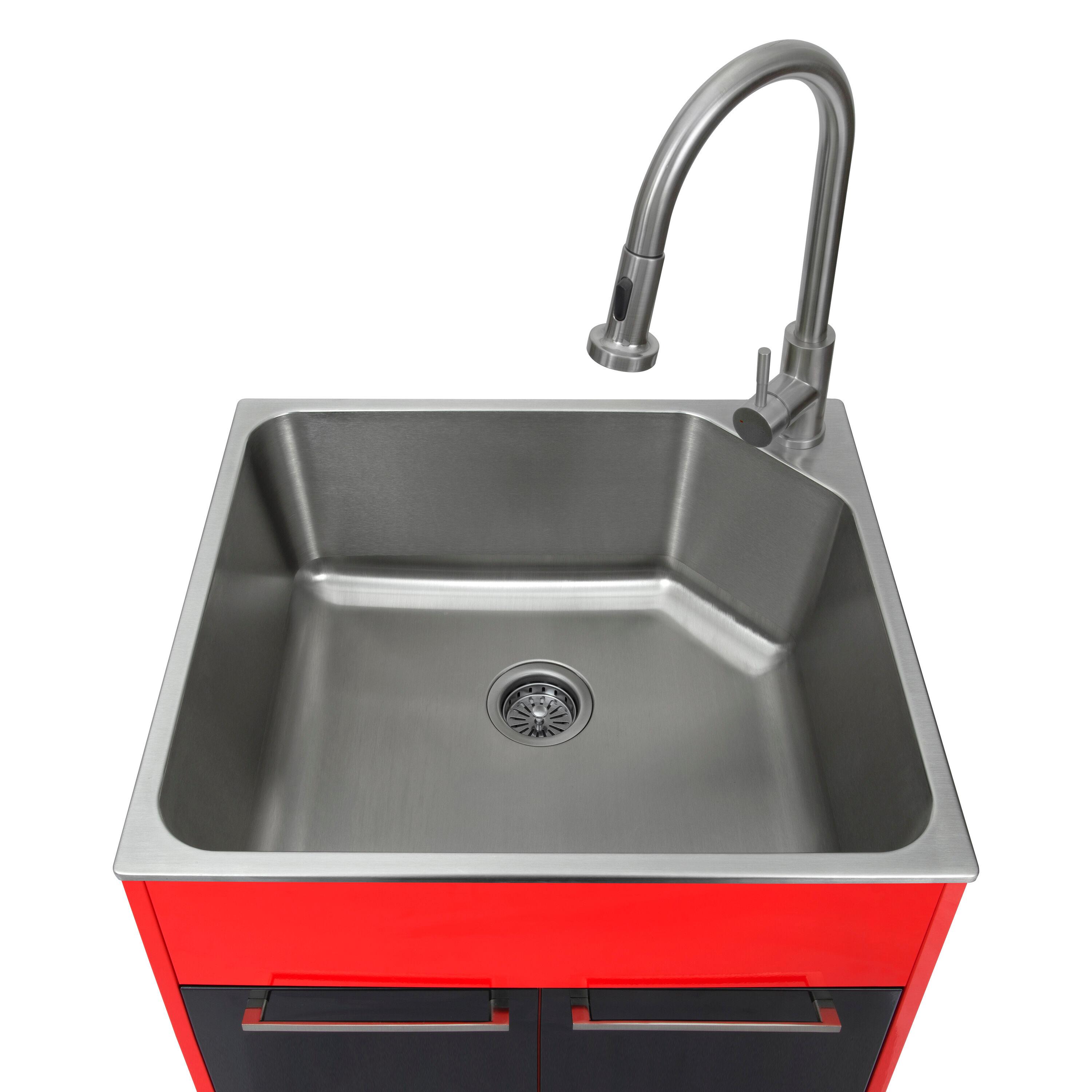 All-In-One 24.1" L x 21.3" W Free Standing Laundry Sink with Faucet