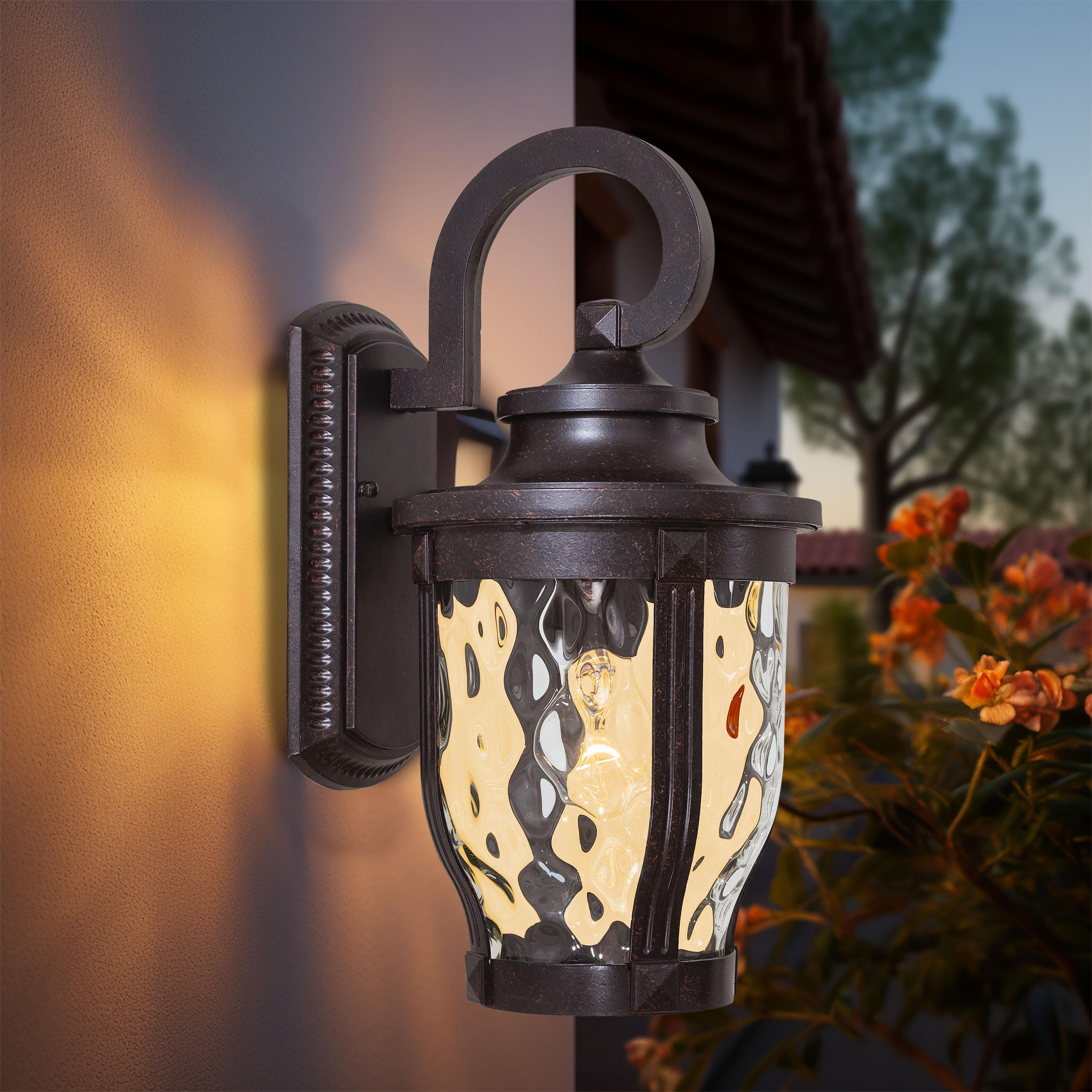 Minka Lavery Rustic Outdoor Wall Light Fixture Black LED 12 1/4" Clear Hammered Glass for Post Exterior Barn Deck Porch Yard Patio