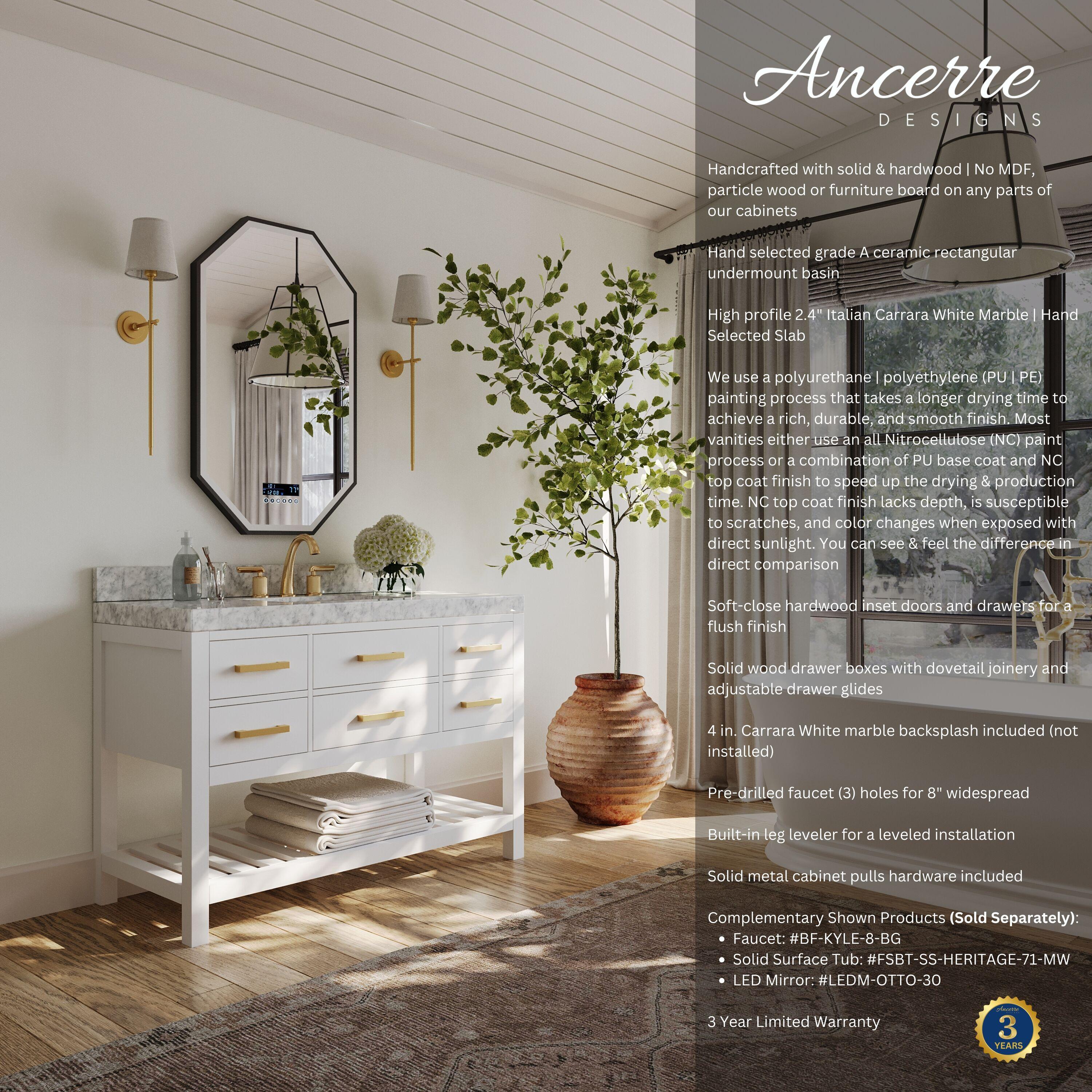 Ancerre Designs Elizabeth 48" Bathroom Vanity Set with Gold Hardware in White