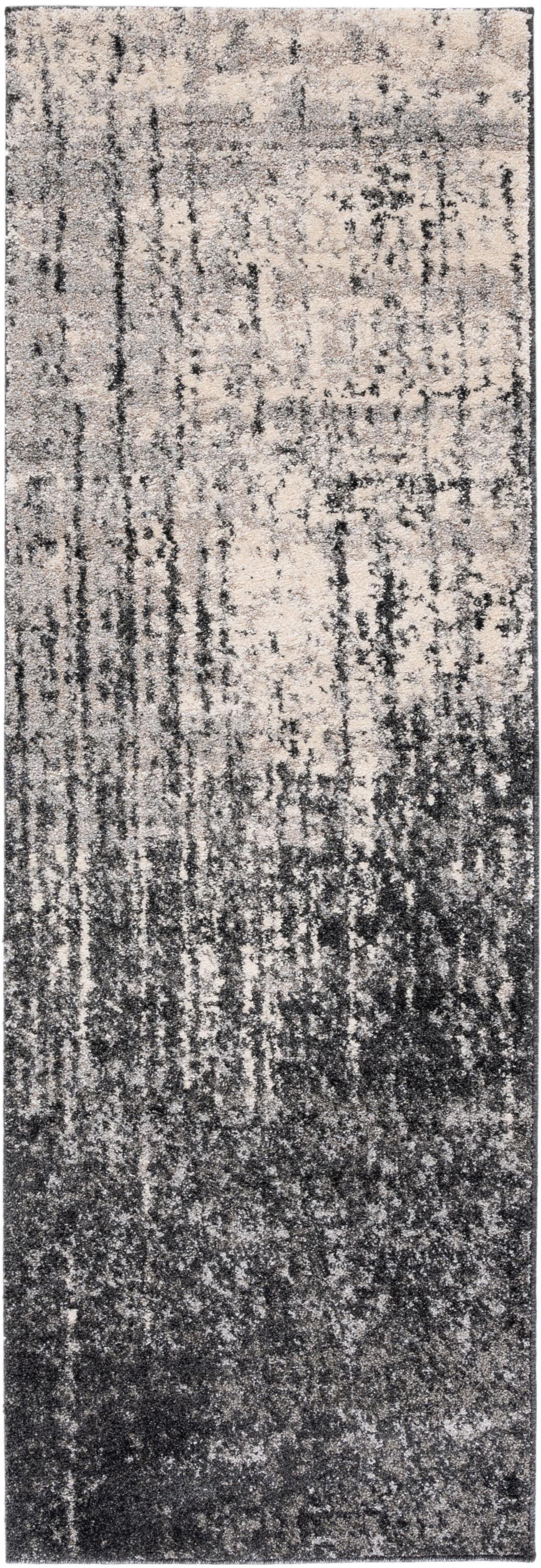 Retro RET2770 Power Loomed Indoor Runner Rug - Black/Light Grey - 2'3"x7' - Safavieh.