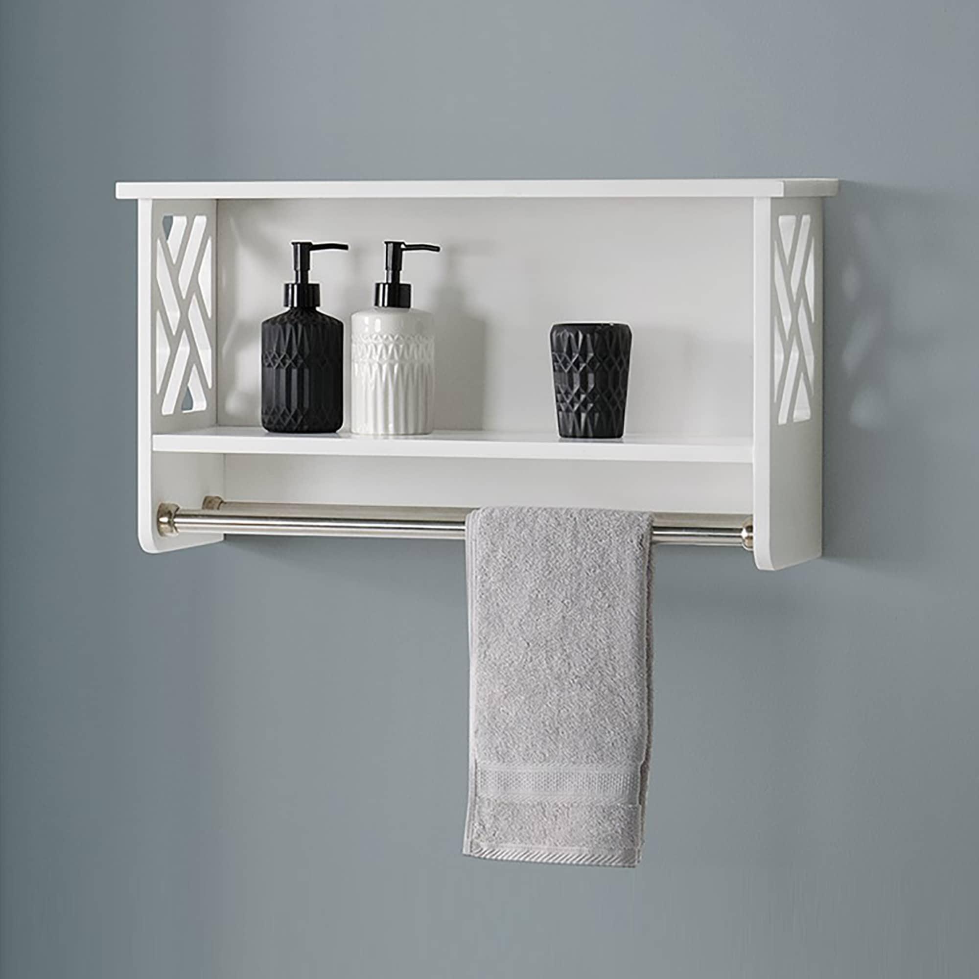 Coventry Bath Shelf with Two Towel Rods White - Alaterre Furniture