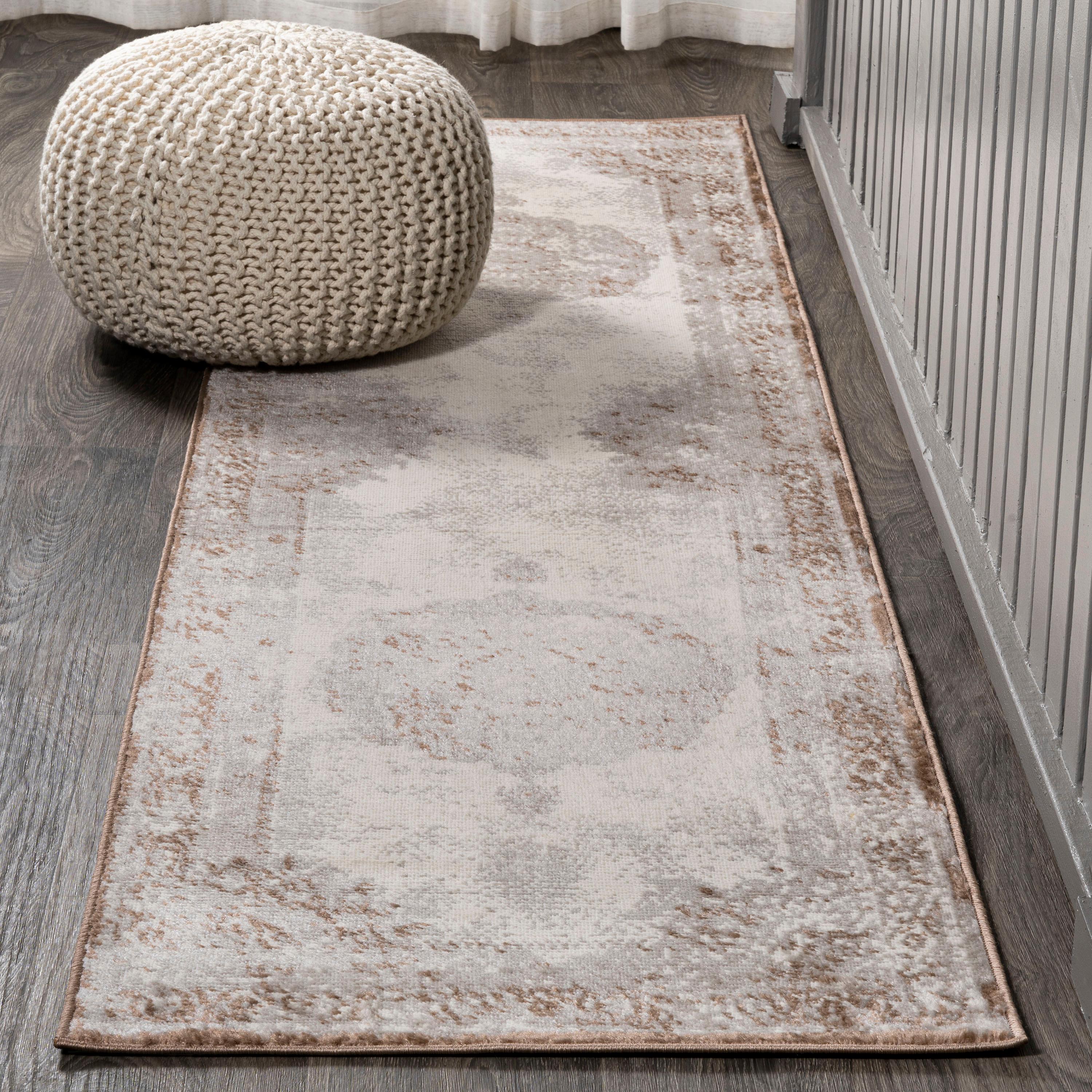 2'x8' Rosalia Cottage Medallion Runner Rug, Brown/Cream - JONATHAN Y