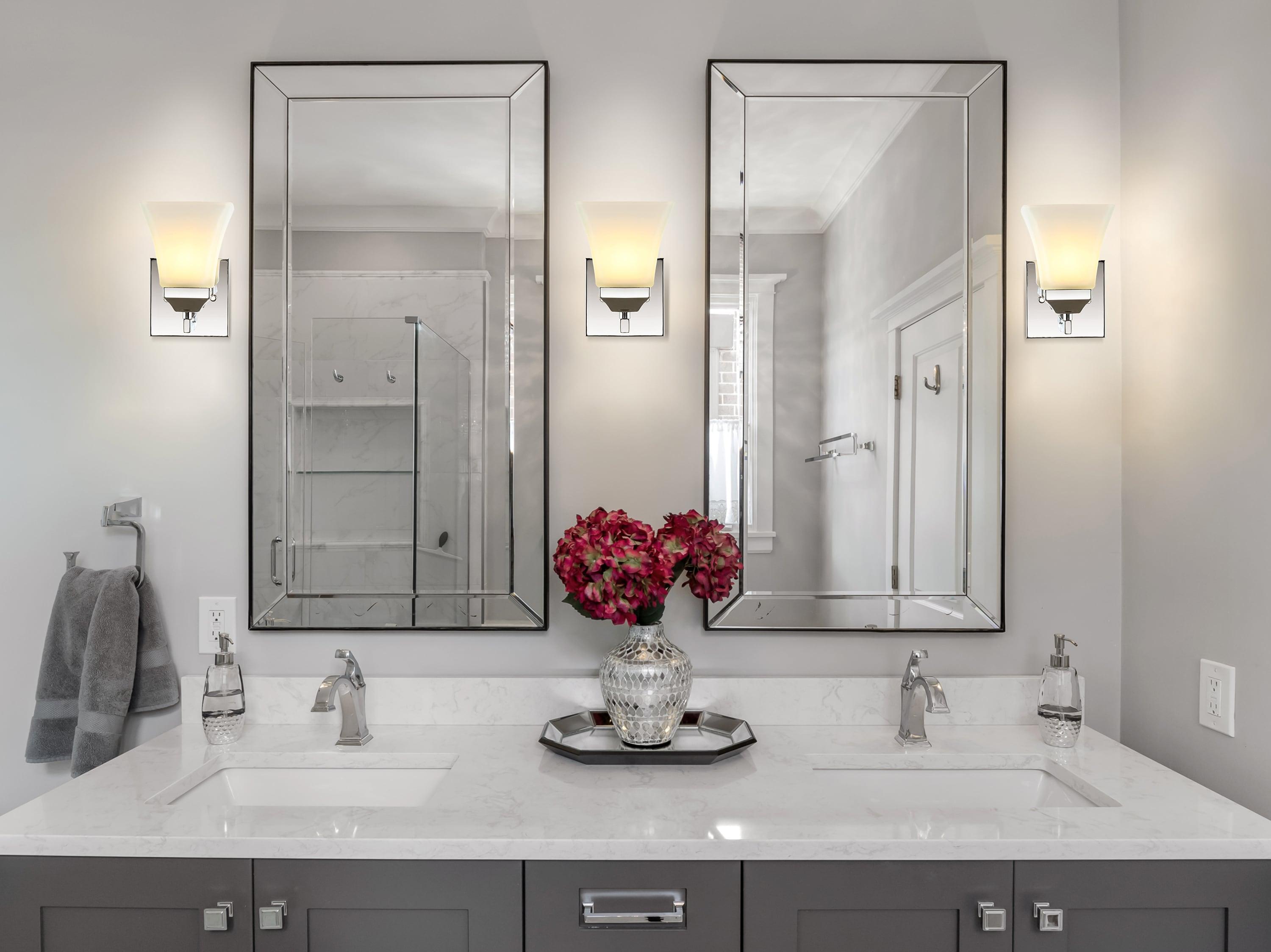 Staunton Chrome Polished 7.75" LED Vanity Light with Frosted Glass Shade