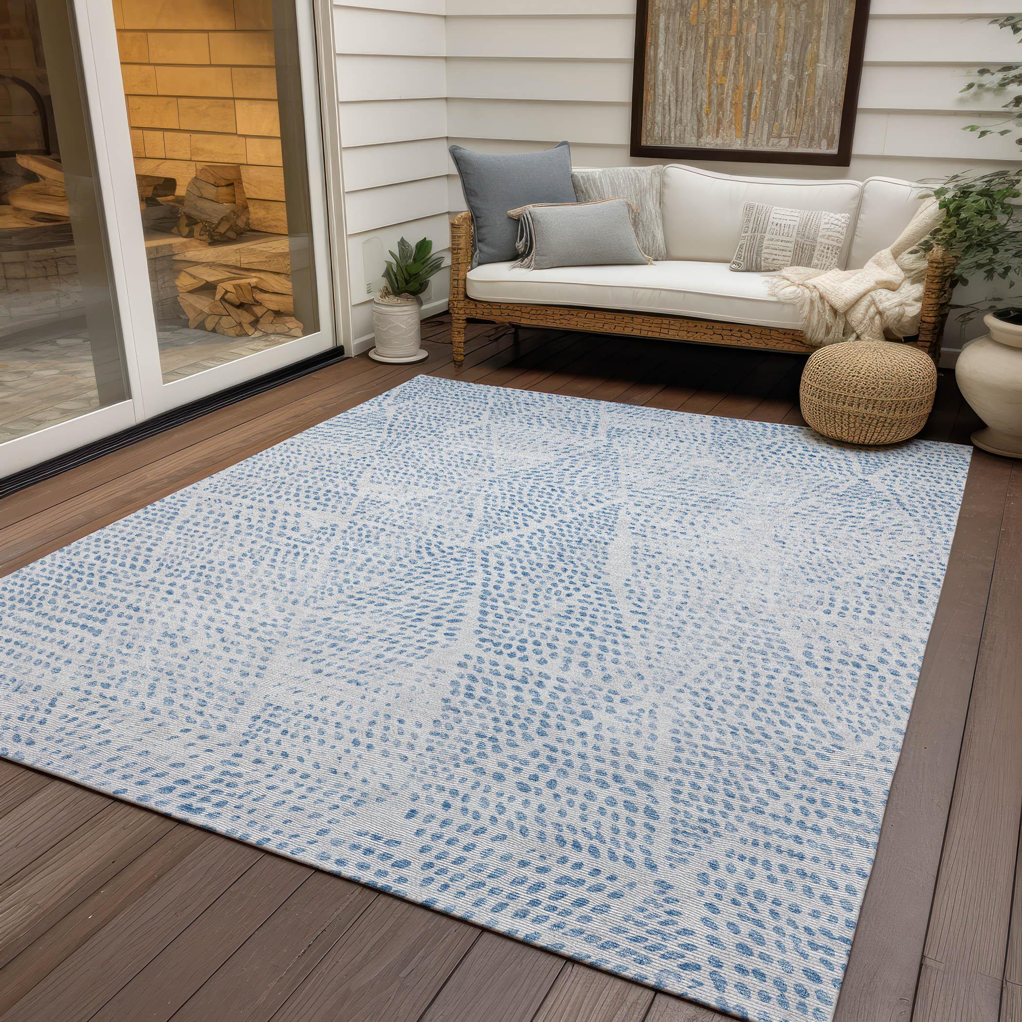 Addison Rugs Chantille Indoor/Outdoor Transitional Diamond Denim Washable Rectangle Rug, 8' x 10'