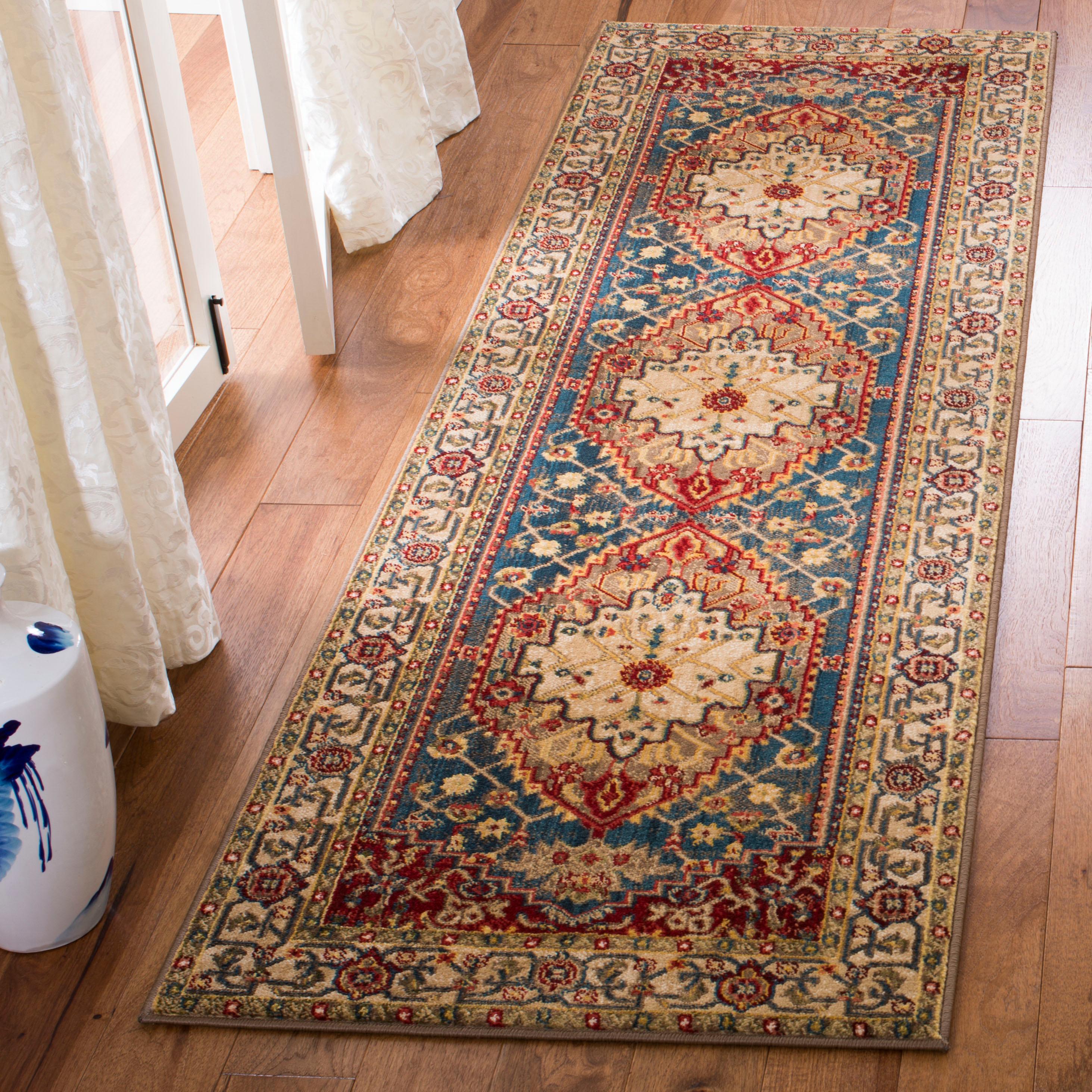 Kashan KSN306 Power Loomed Runner Rug - Ivory/Blue - 2'6"x8' - Safavieh