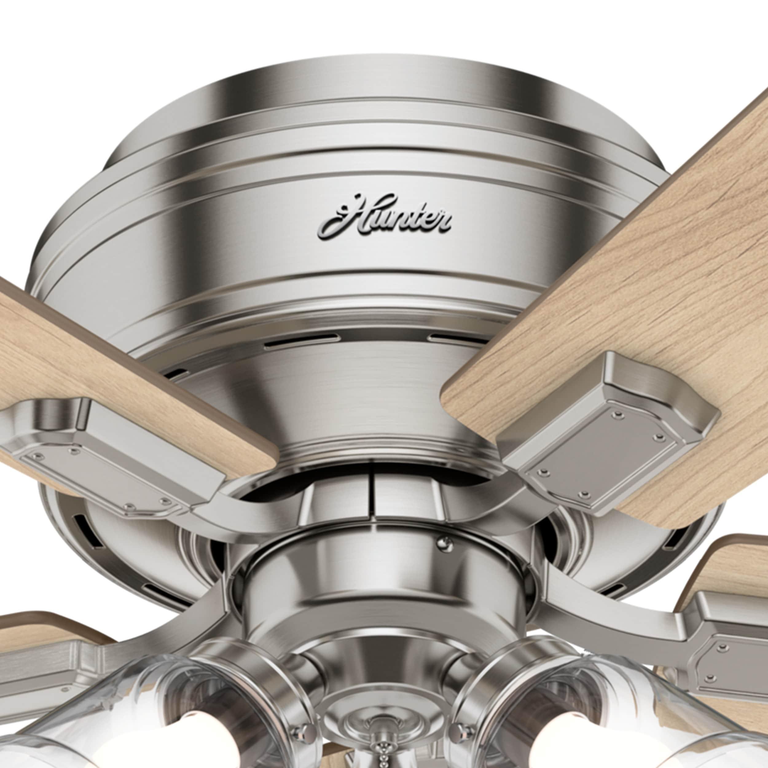 52" Crestfield Low Profile Ceiling Fan (Includes LED Light Bulb) Brushed Nickel - Hunter Fan: 5-Blade, 3-Speed, Flush Mount, Reversible Motor