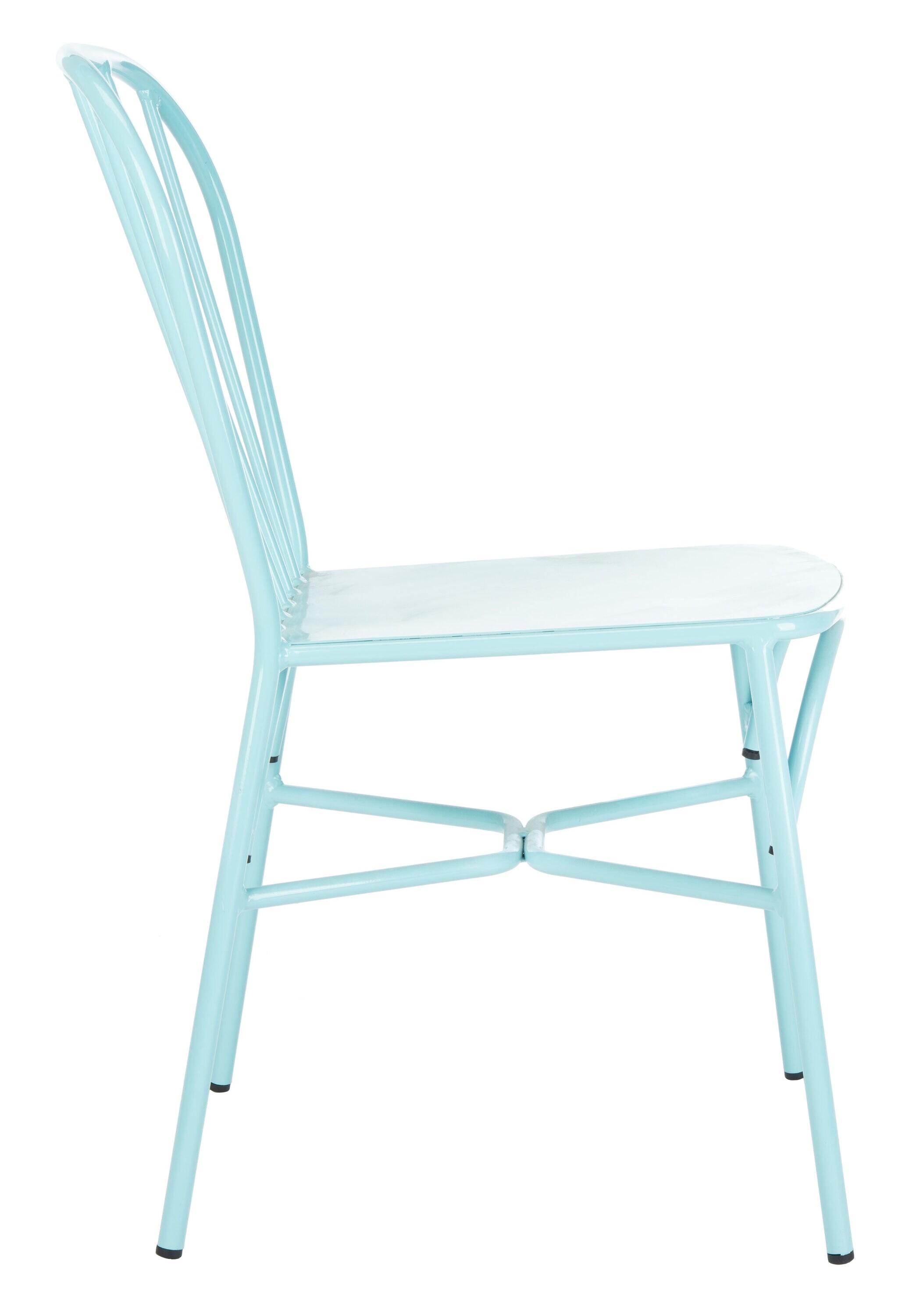 SAFAVIEH Everleigh Outdoor Patio Side Chair, Baby Blue, Set of 2