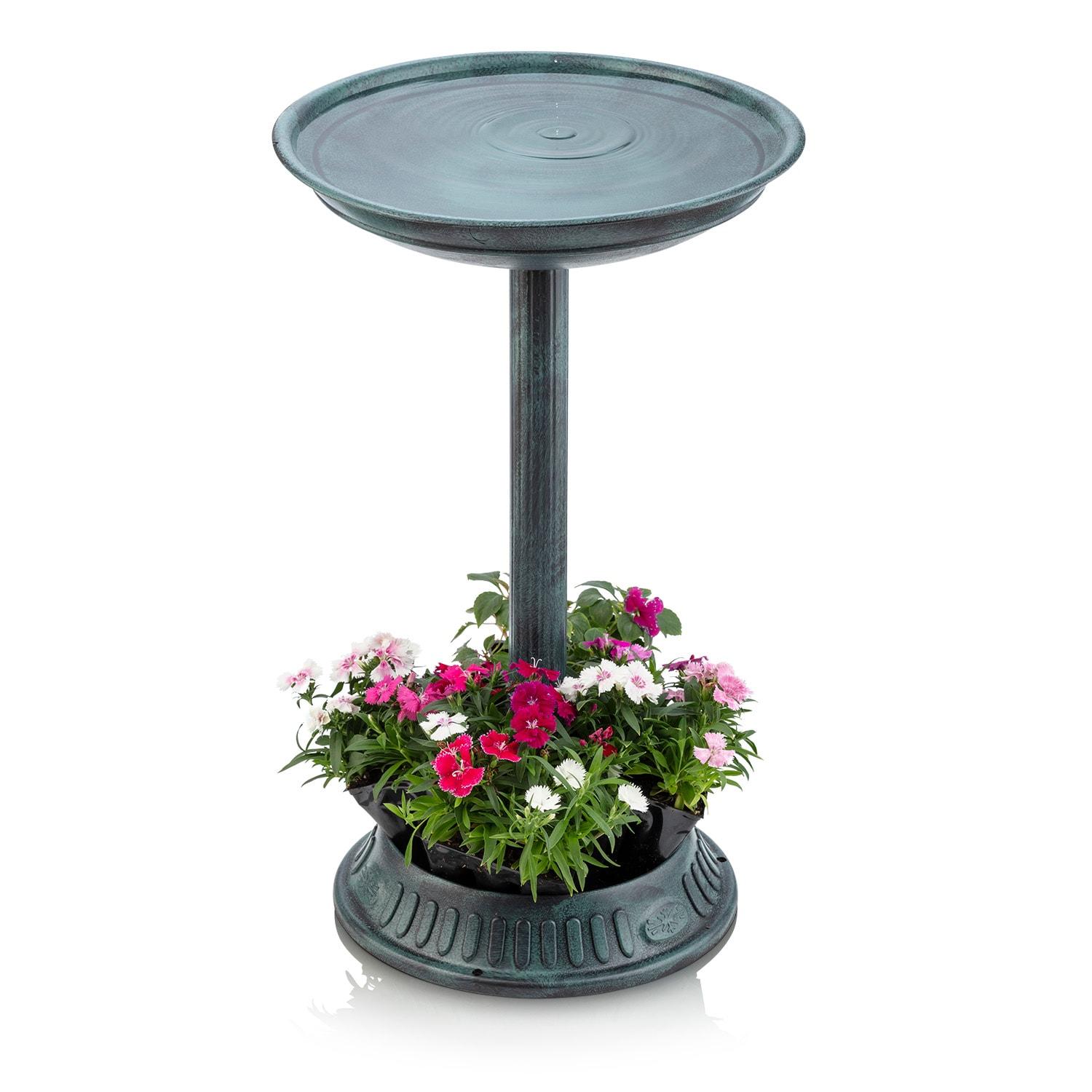 Alpine Corporation Plastic Bird Bath with Plant Adaptability, Green