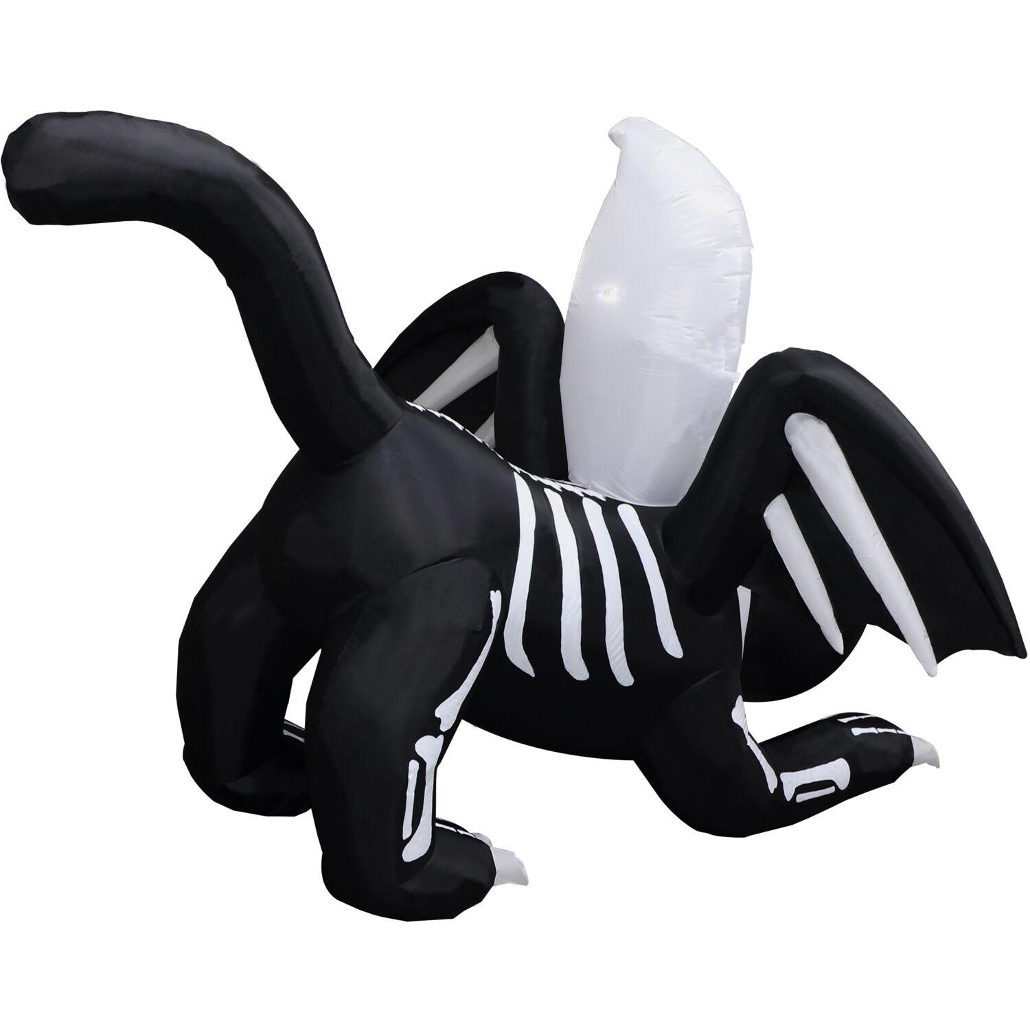 Haunted Hill Farm Inflatable Black Cat with Ghost, 5-ft.