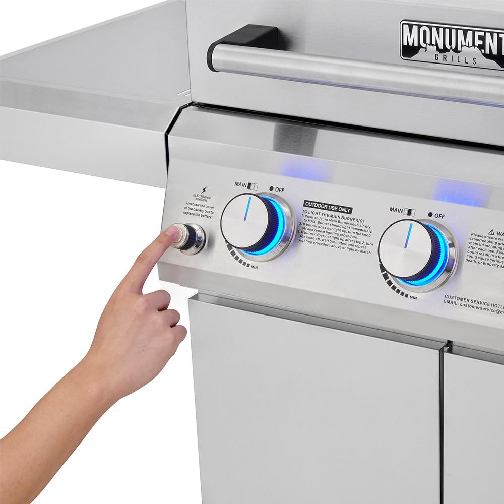 Monument Grills 35000 3-Burner Propane Gas Grill In Stainless With LED Controls