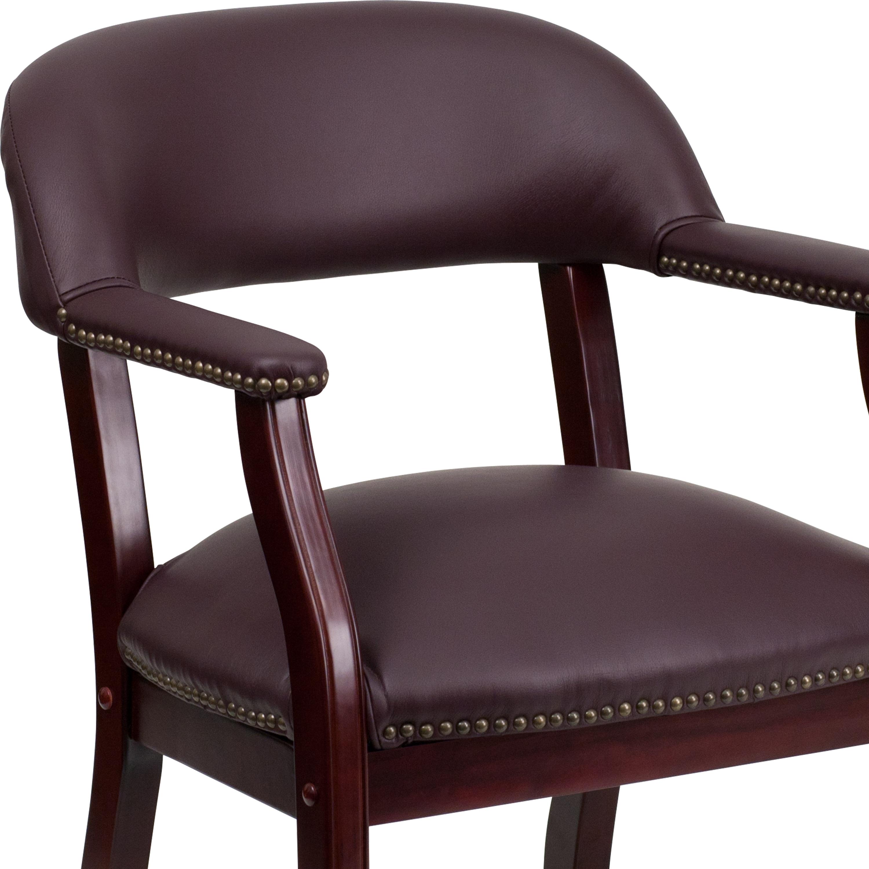 Leather Seat Waiting Room Chair with Wood Frame