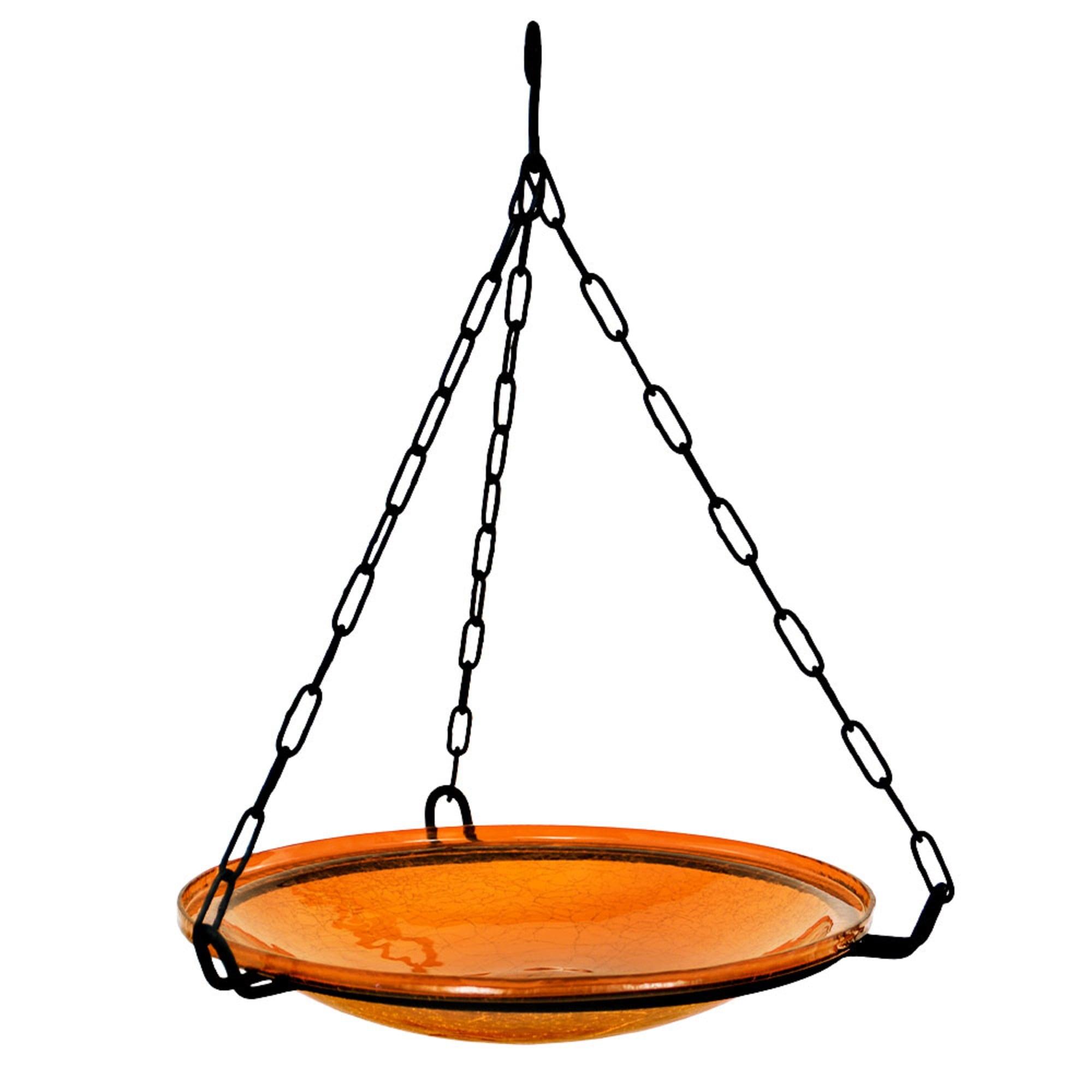 Crackle Glass Hanging Birdbath, 14-in