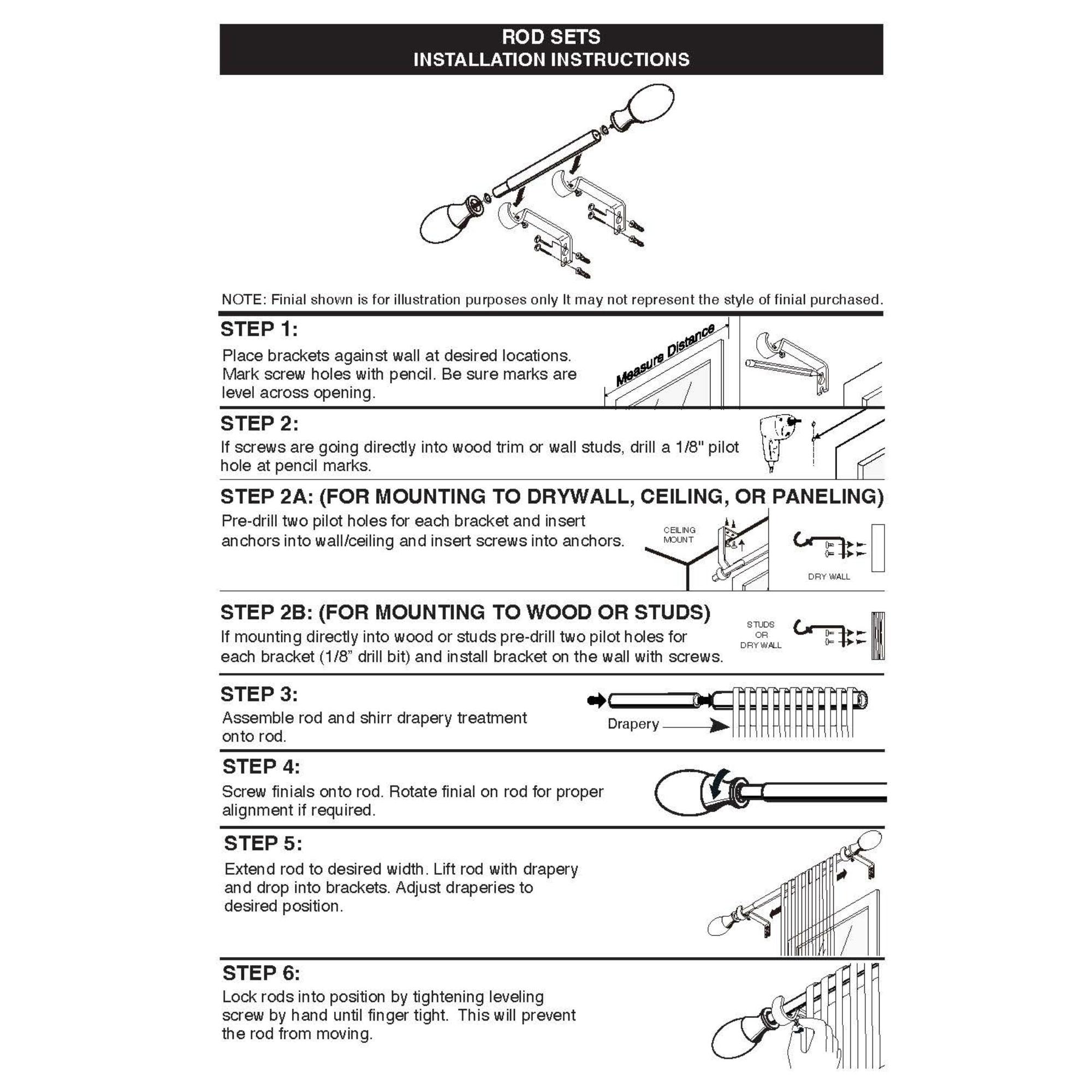 Elrene Cordelia 1" Window Drapery Single Curtain Rod with Globe Ball Finial - Elrene Home Fashions