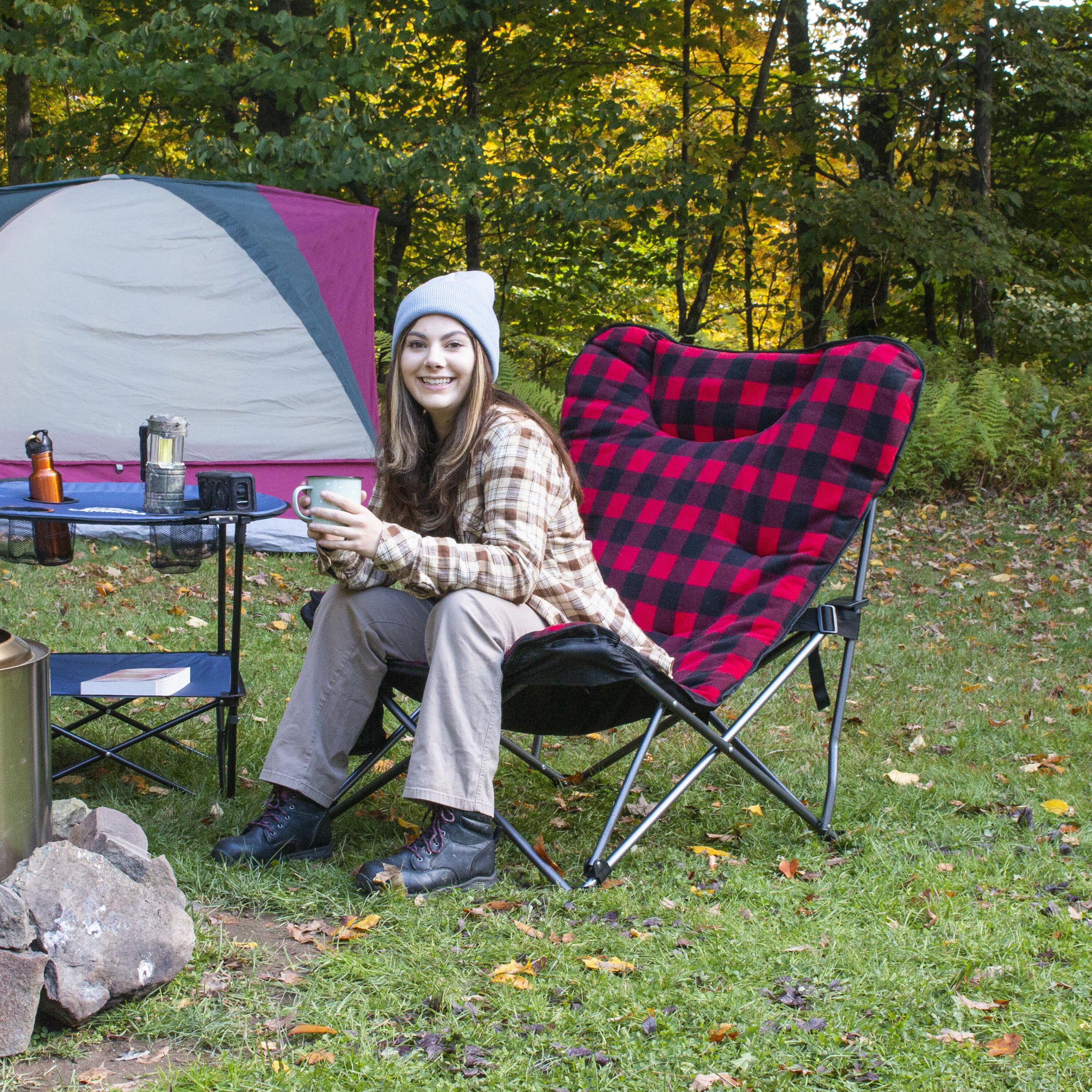 Camp & Go Portable Camping Chair with Retractable Cup Holder, Multicolor Stiped