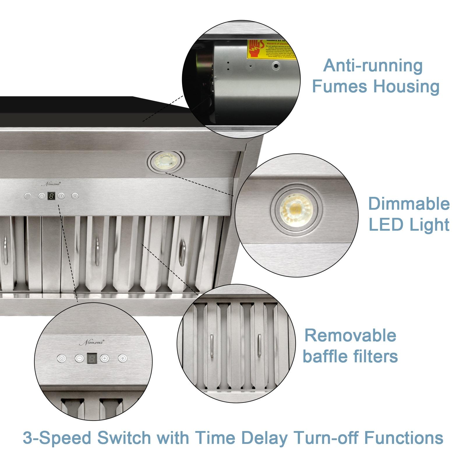 Akicon Stainless Steel 600 CFM Ducted (Vented) Insert Range Hood with Charcoal Filter