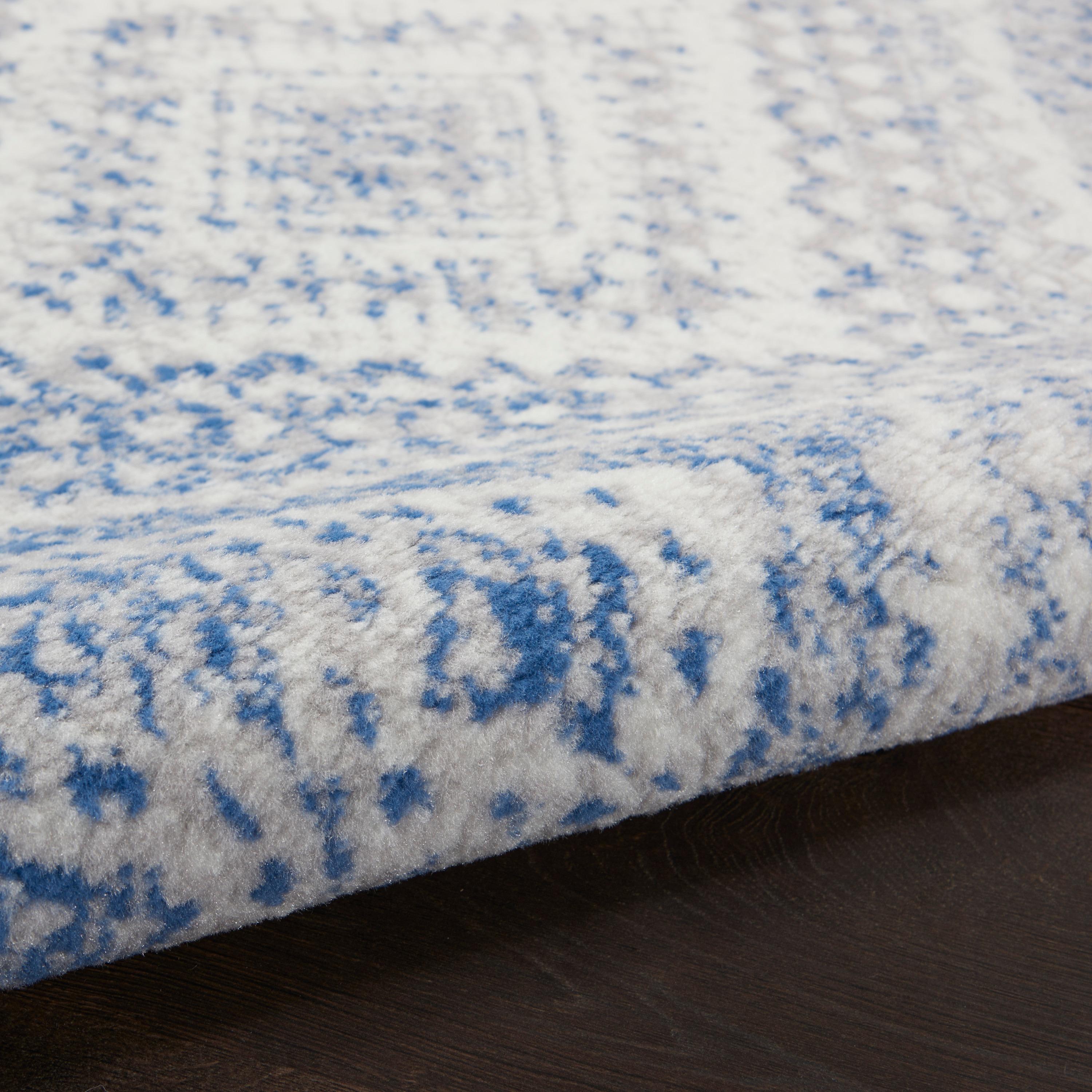 Nourison Whimsicle Boho Farmhouse Ivory Blue 2' x 6' Area Rug, (6' Runner)