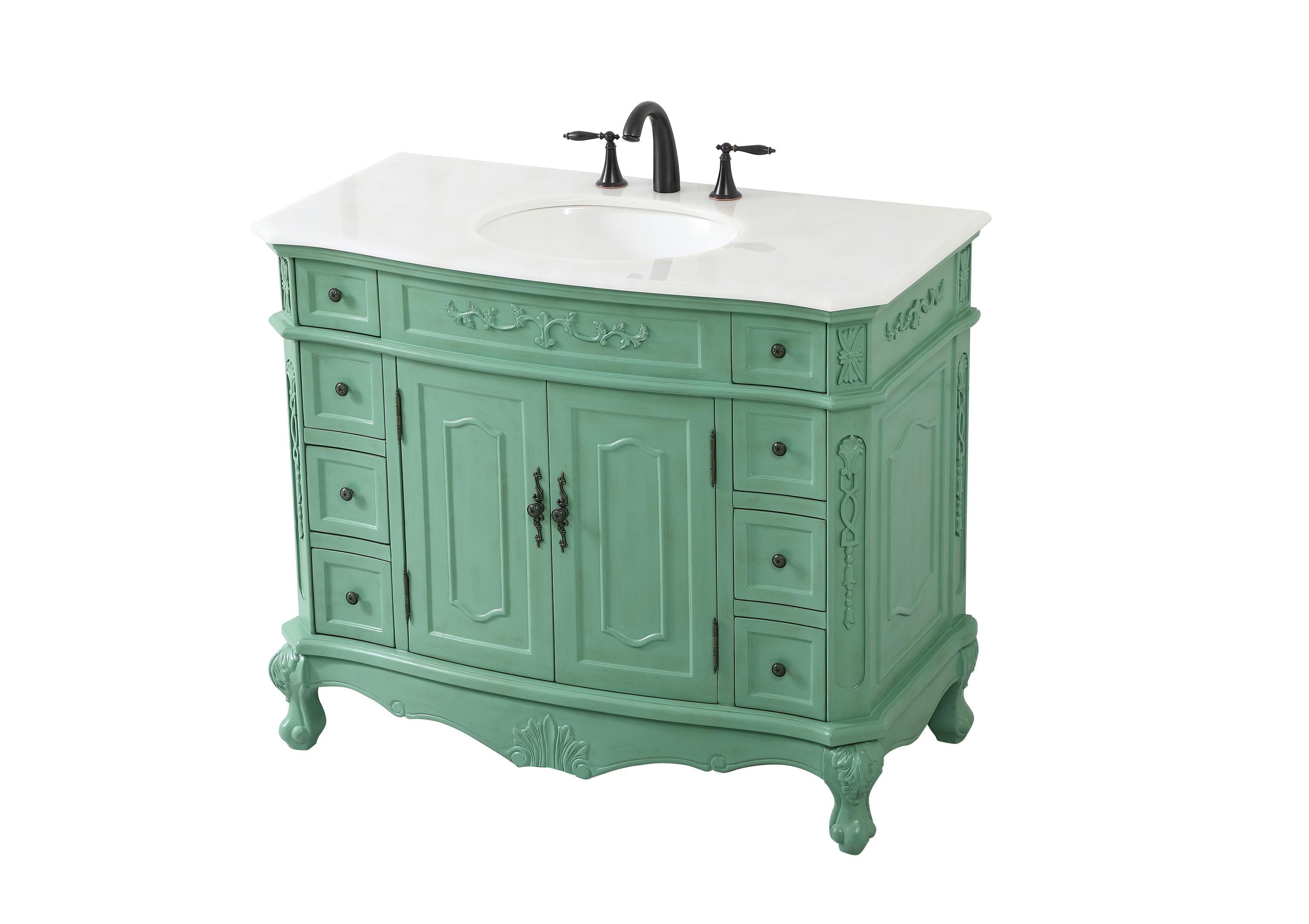 Elegant Decor Danville 42" Solid Wood Single Bathroom Vanity in Vintage Mint