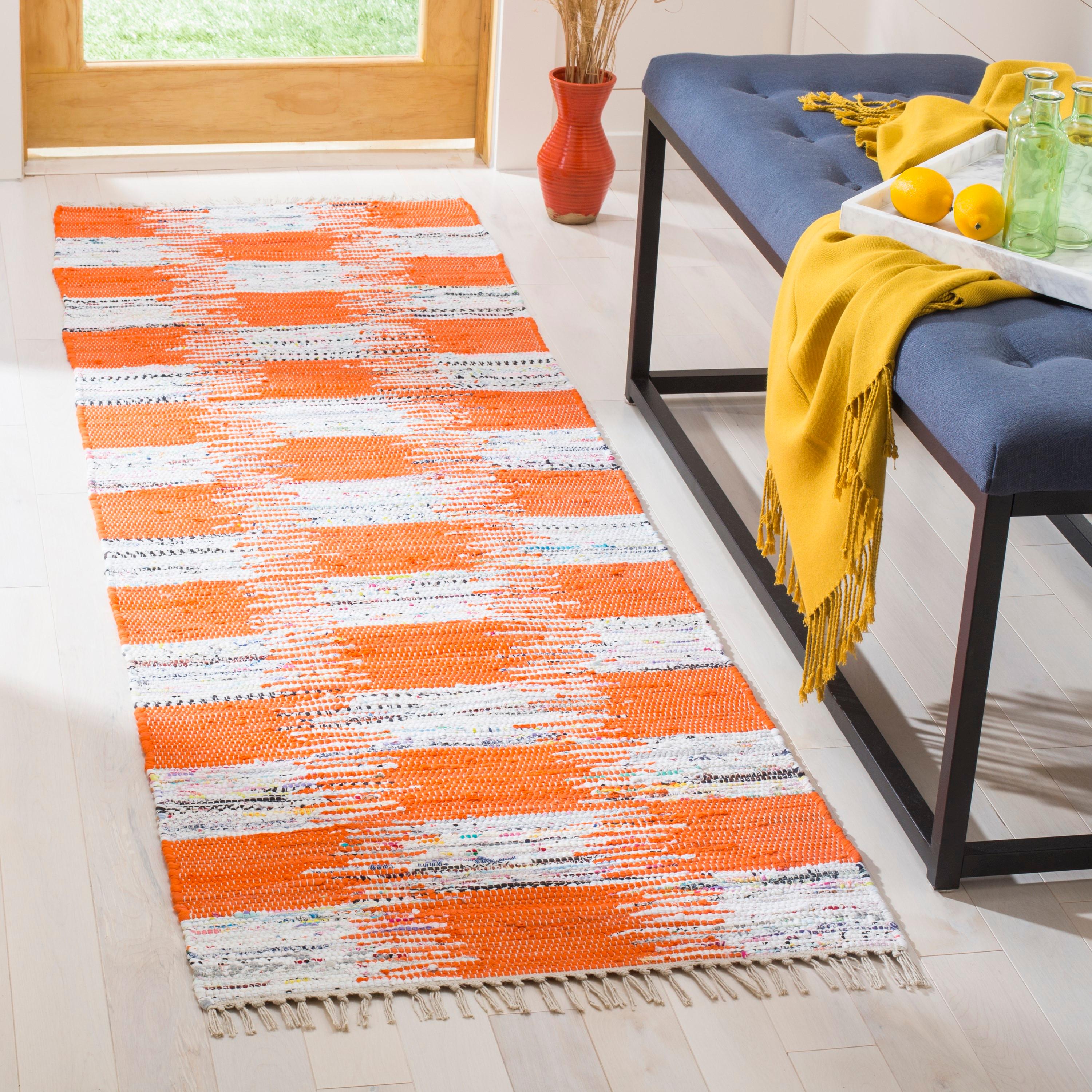 Montauk MTK721 Hand Woven Indoor Runner Rug - Orange/Multi - 2'3"x7' - Safavieh.