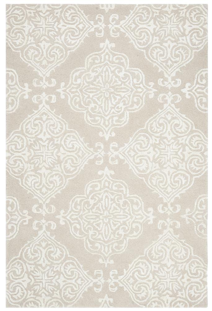 Hand-Tufted Elegance Beige & Ivory Wool 4' x 6' Area Rug