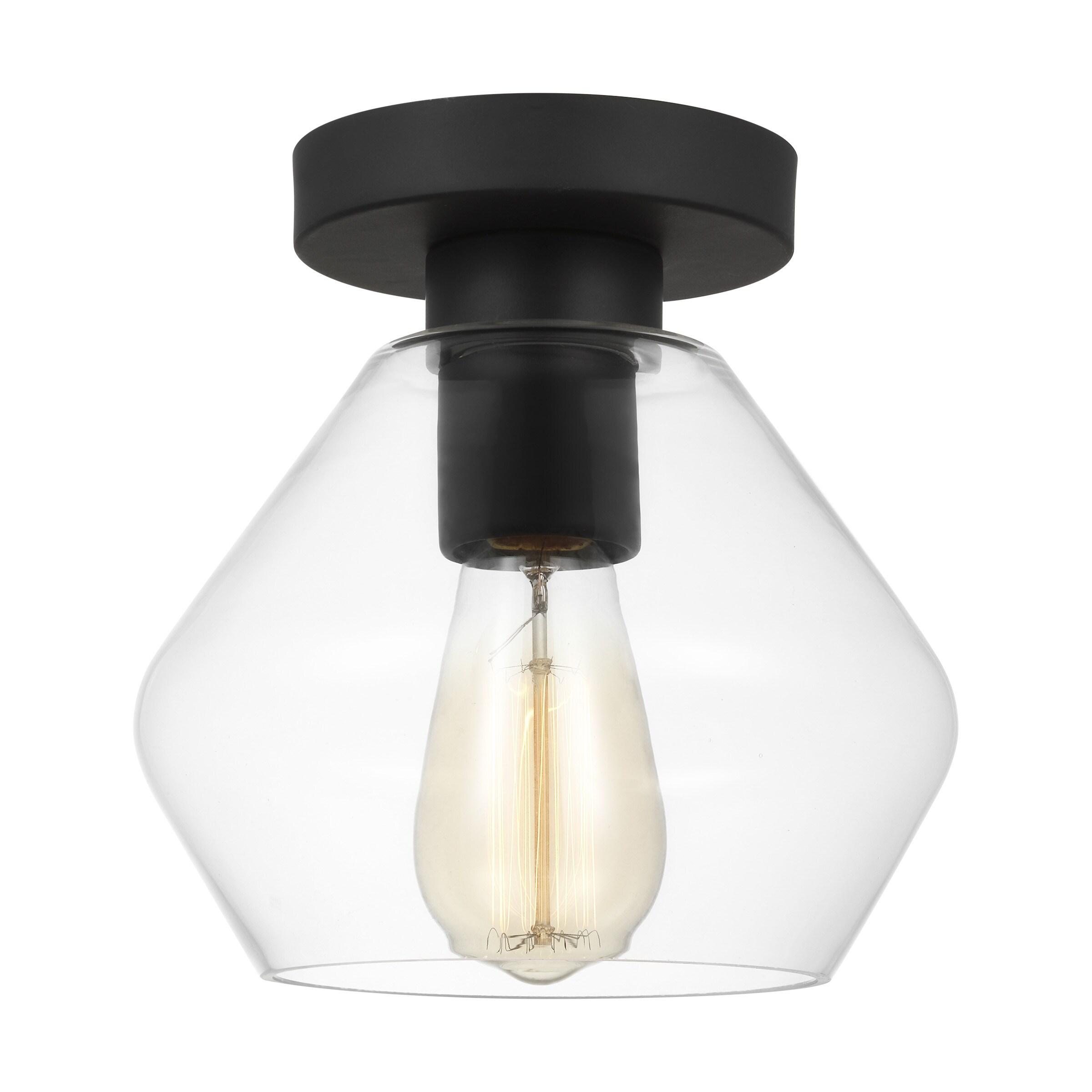 Rooks Single Light Glass Semi Flush Mount