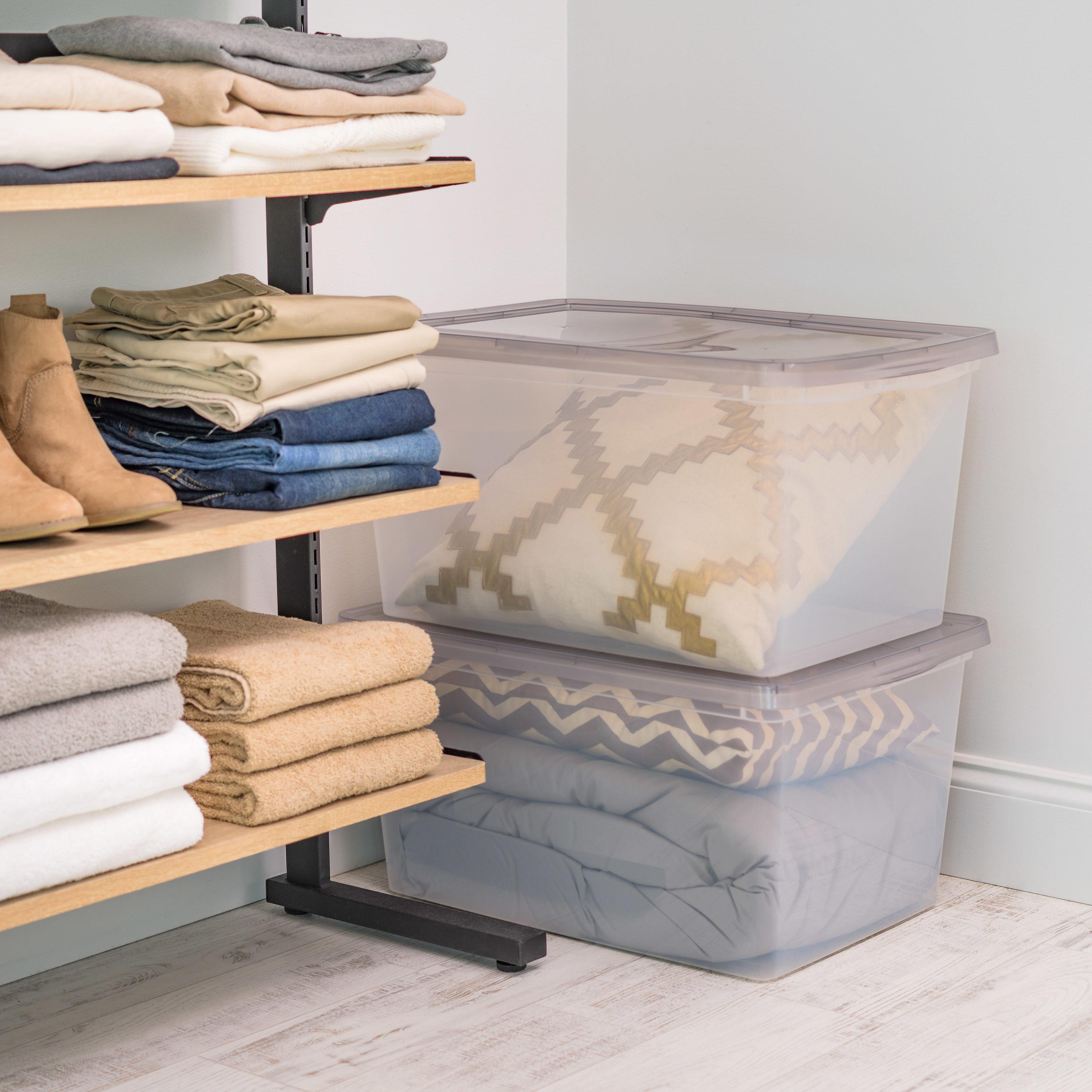 IRIS 58qt Snap Top Plastic Storage Bin: Clear, Stackable, Portable, Utility Storage Tubs & Totes, 24"x16.25"x12.125"