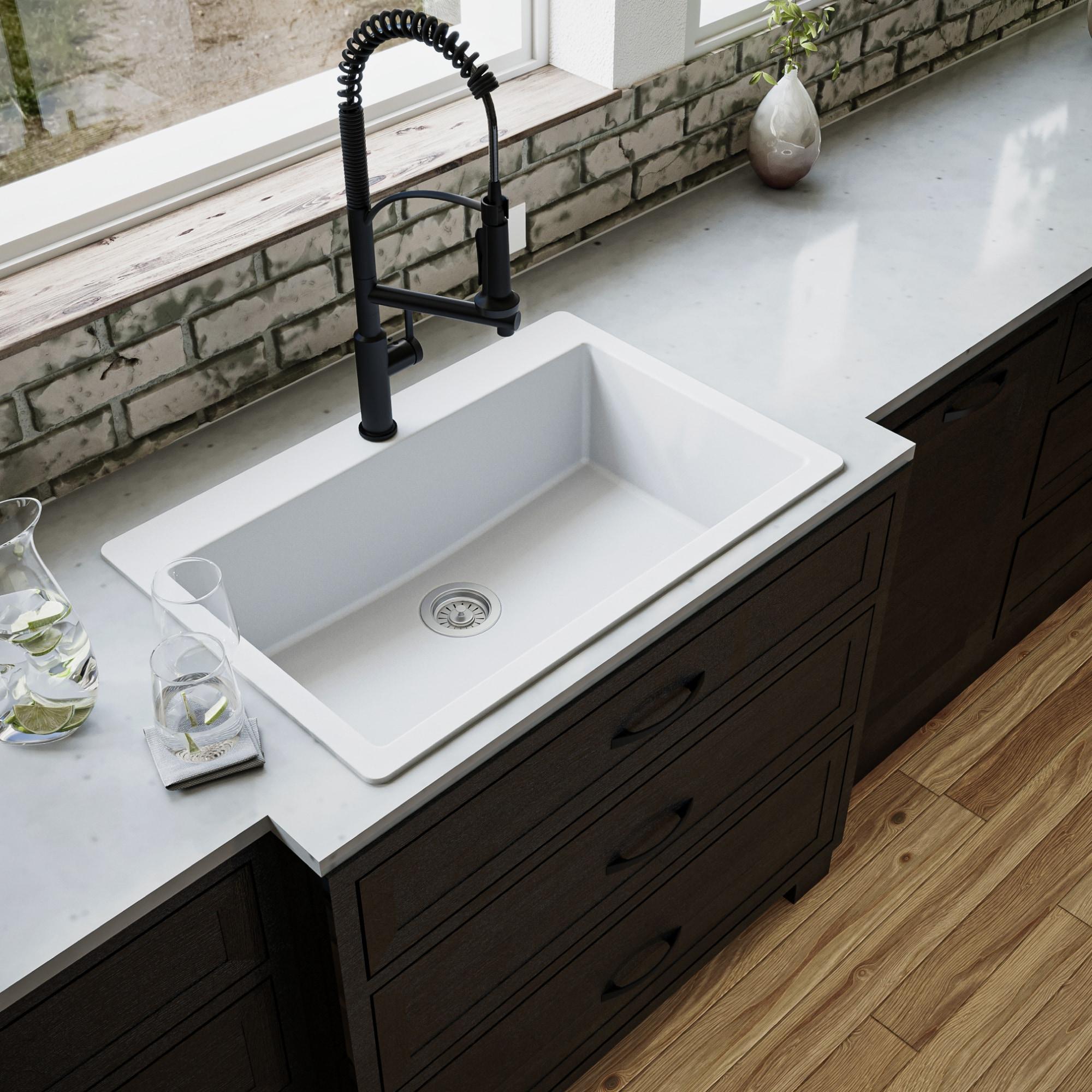 Karran Quartz 33'' X 22'' Large Single Bowl Drop-in Kitchen Sink