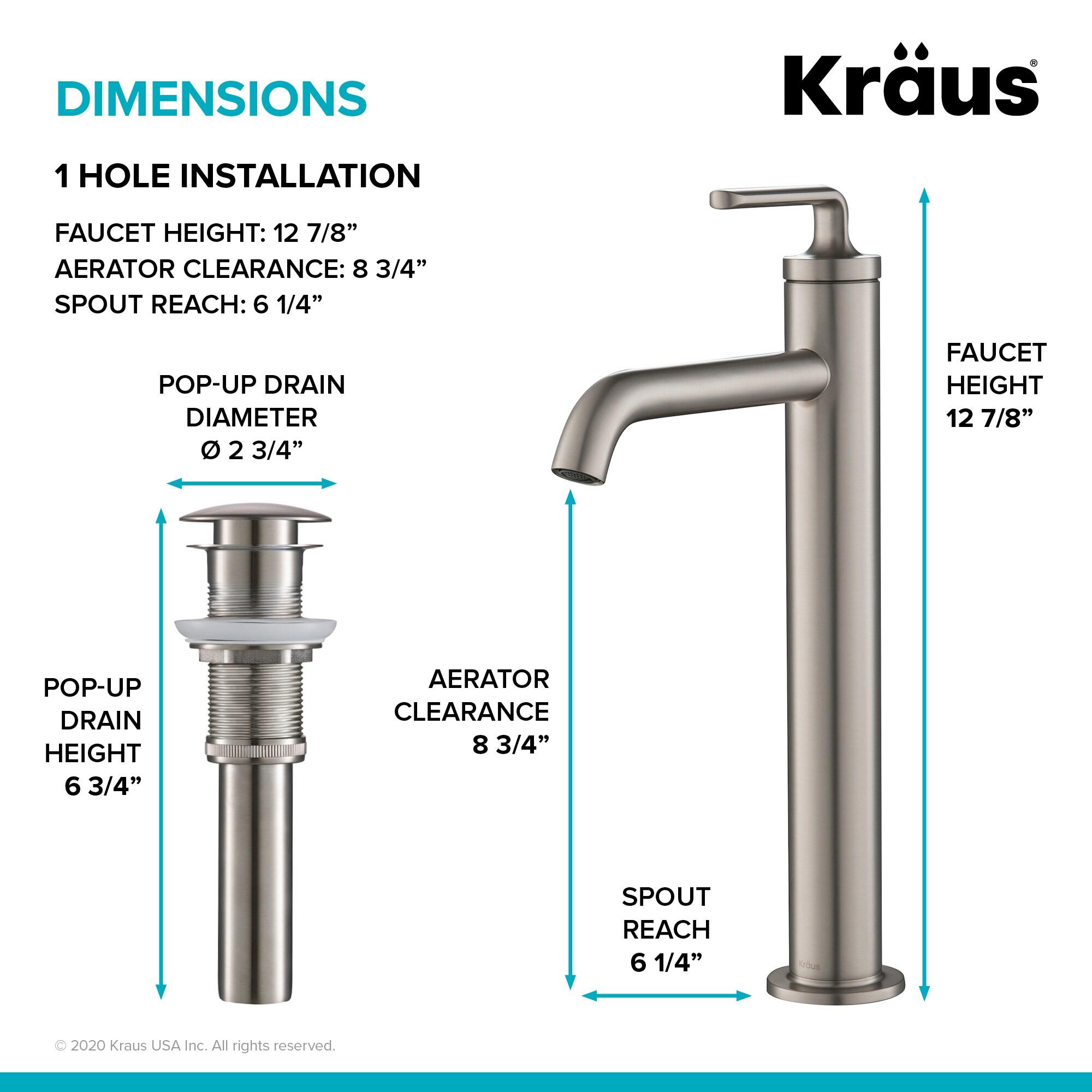 Ramus Single Handle Vessel Sink Bathroom Faucet with Drain Assembly