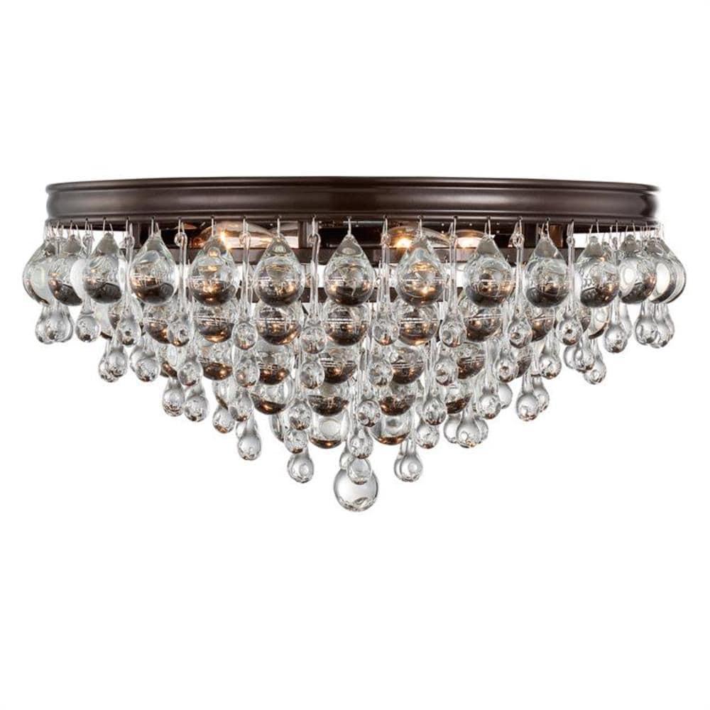 Vibrant Bronze 6-Light Chandelier with Clear Glass Drops