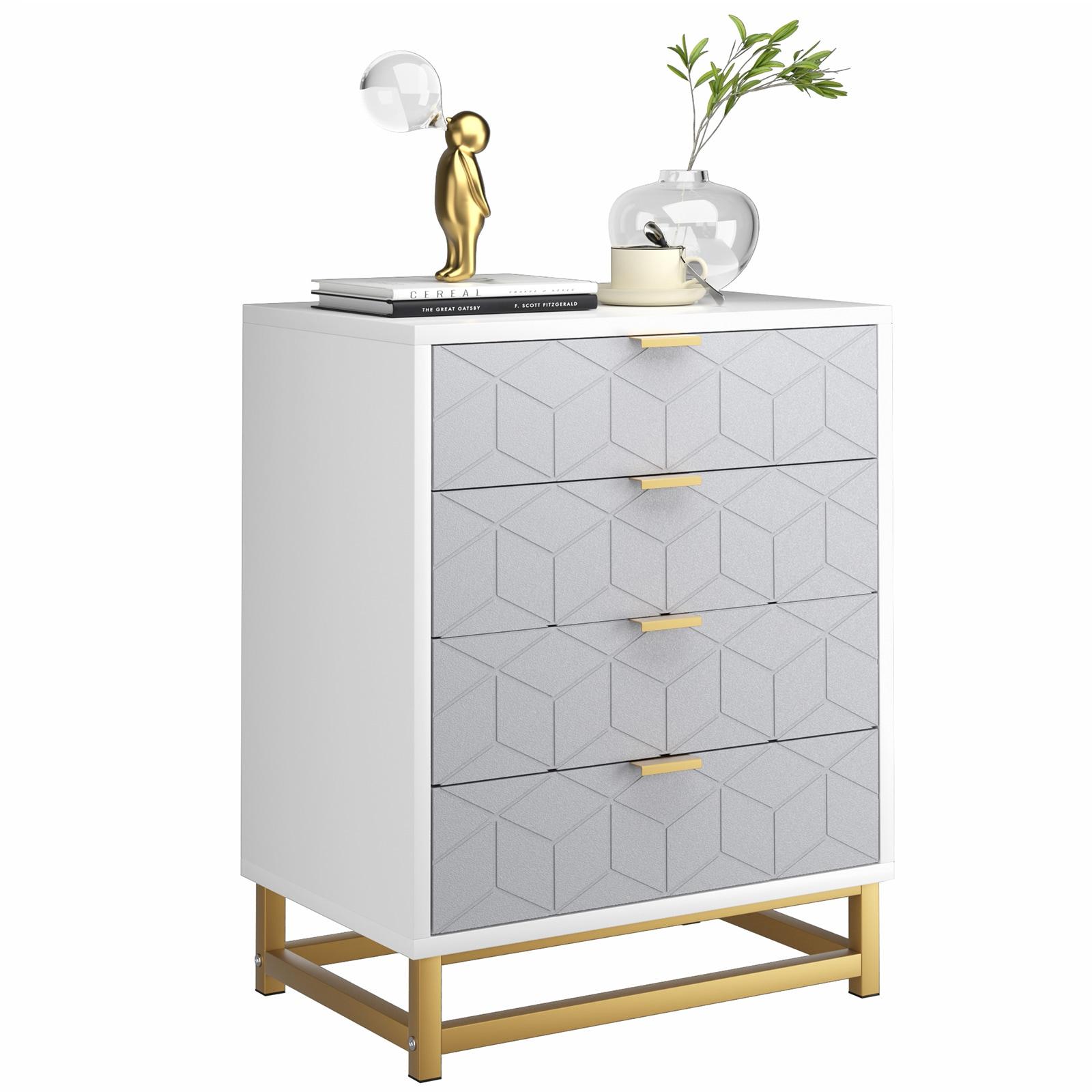 Garvee 4 Drawer Dresser for Bedroom, Wood Chest of Drawers with Metal Legs, Modern Storage Dresser Chest Cabinet Organizer, Large Dresser for Hallway