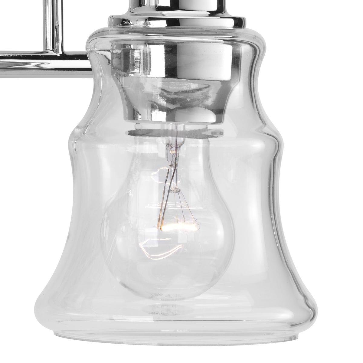 Progress Lighting Litchfield 1-Light Bath Vanity, Polished Chrome, Clear Glass Shade