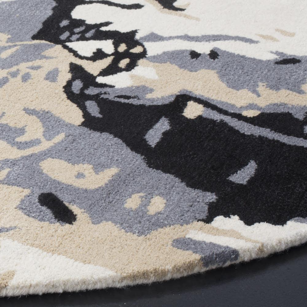Bella BEL117 Hand Tufted Area Rug - Ivory/Grey - 5' Round - Safavieh.