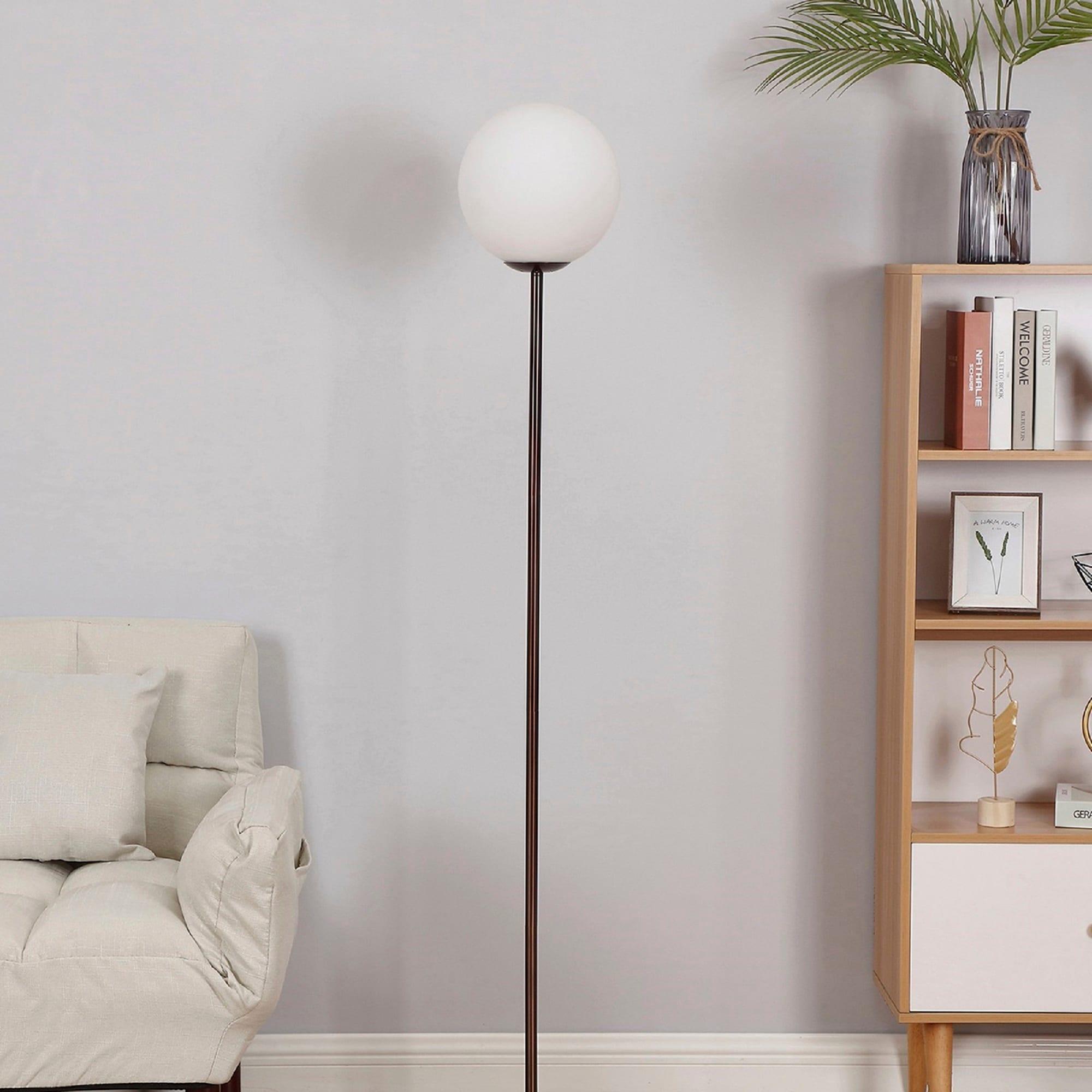 Luna 65 in. Modern LED Energy Efficient Floor Lamp with Frosted Glass Globe Shade